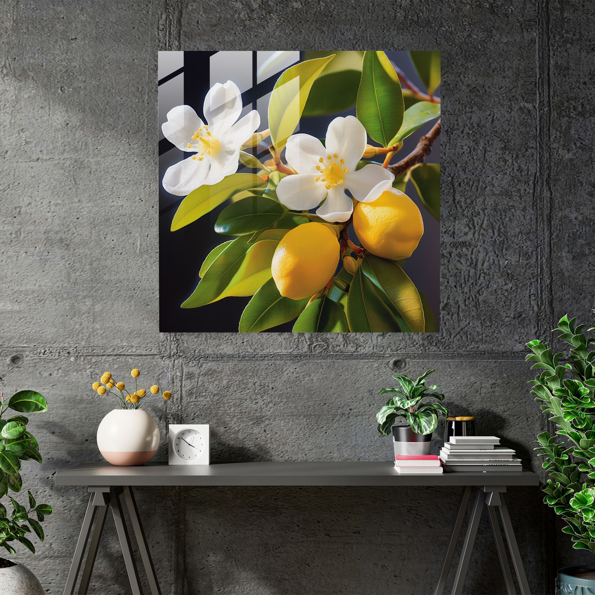 Nature's Lemon Tree Glass Print - Lemon Tree, Lemon Tree, Beauty, Close-Up