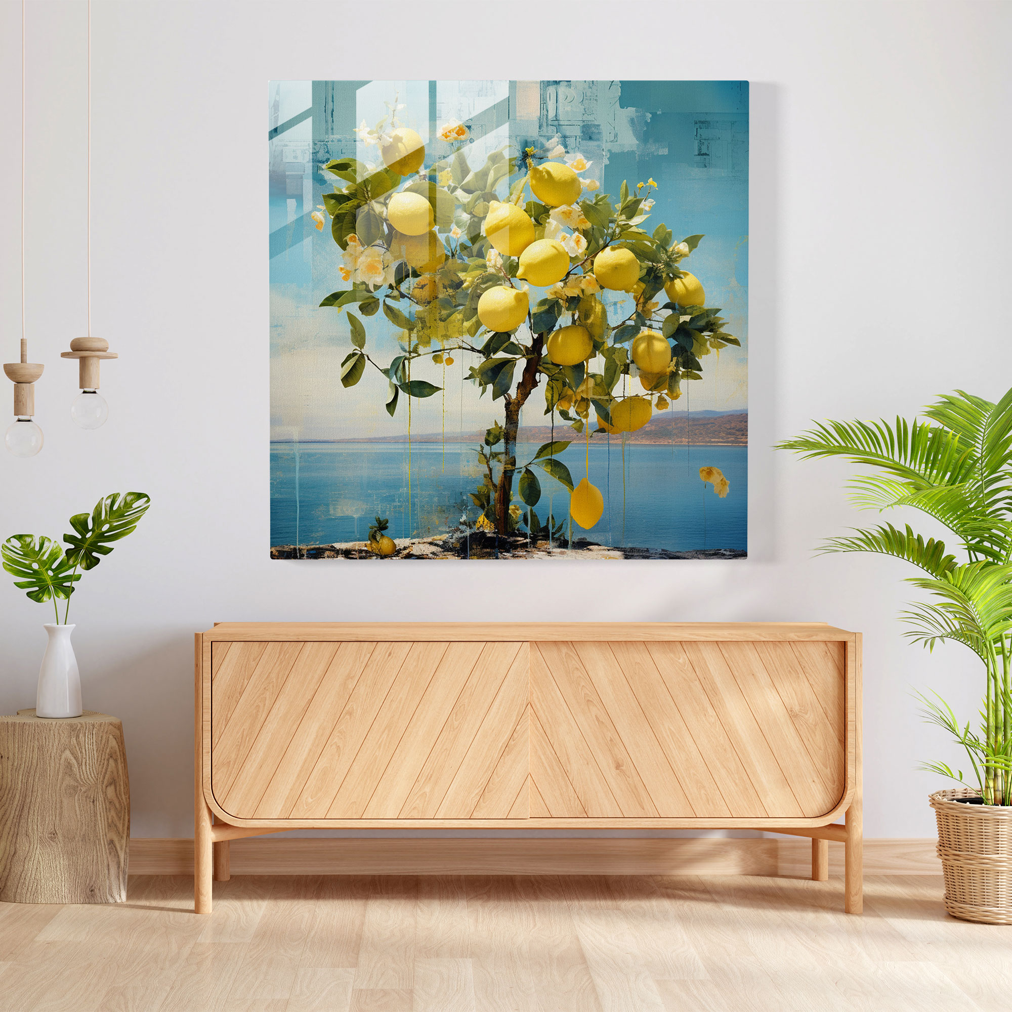 Imaginative Lemon Tree Glass Print - Lemon Tree, Modern Art, Painting, Home Decoration
