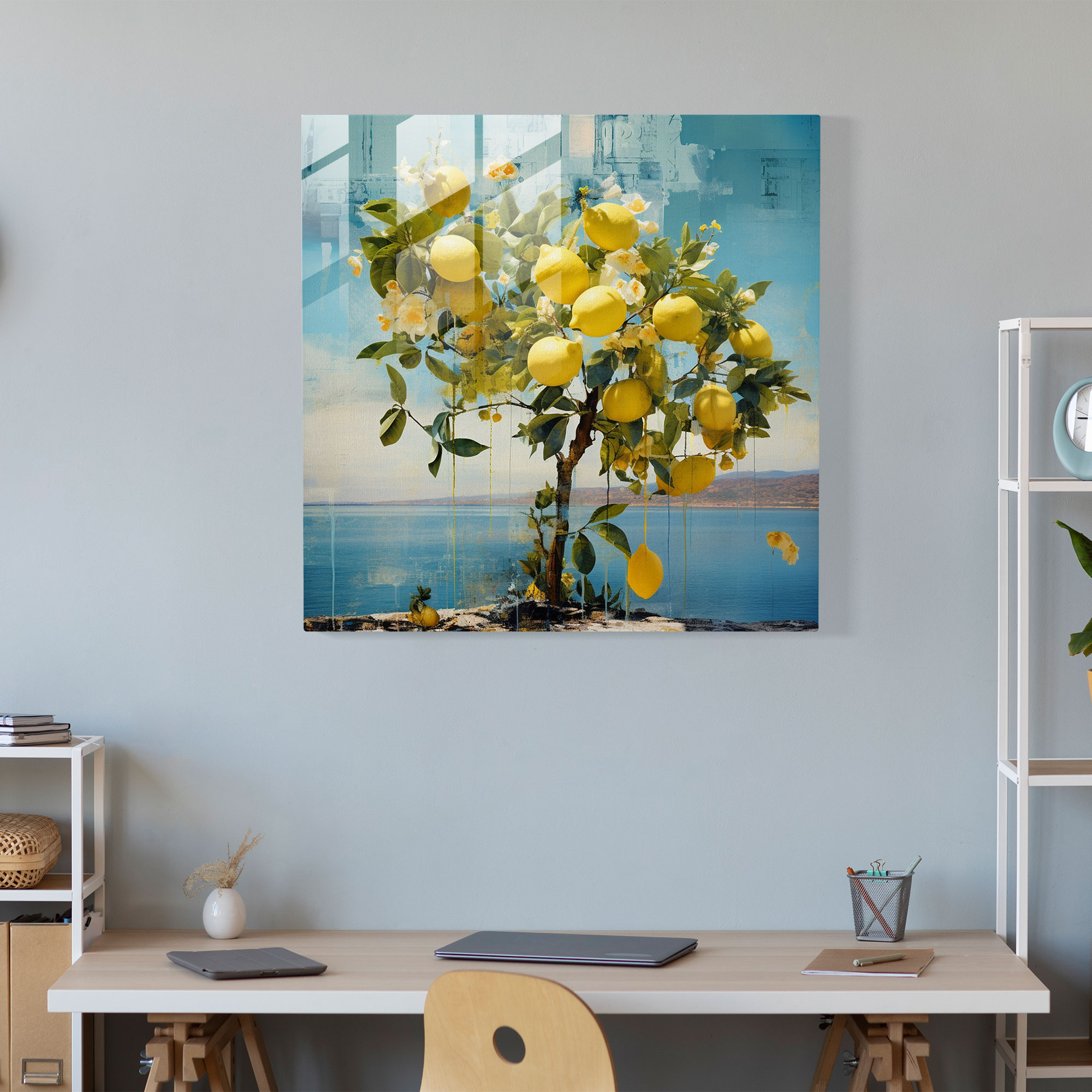 Imaginative Lemon Tree Glass Print - Lemon Tree, Modern Art, Painting, Home Decoration