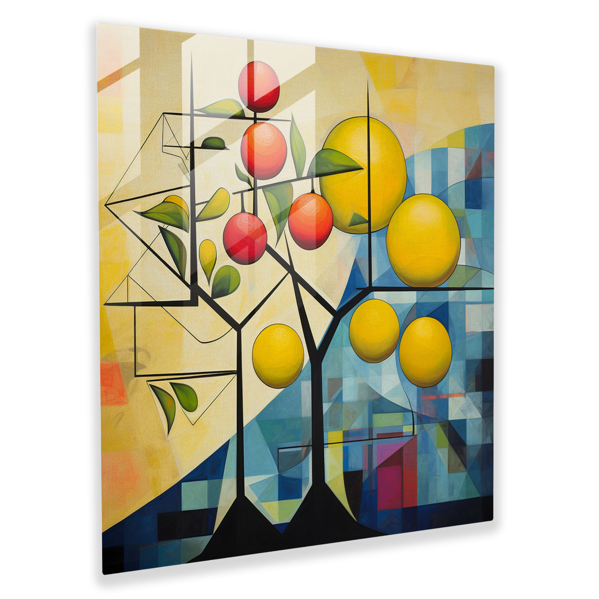Abstract Lemon Tree Glass Print - Lemon Tree, Modern Art, Home Decoration, Wall Decoration