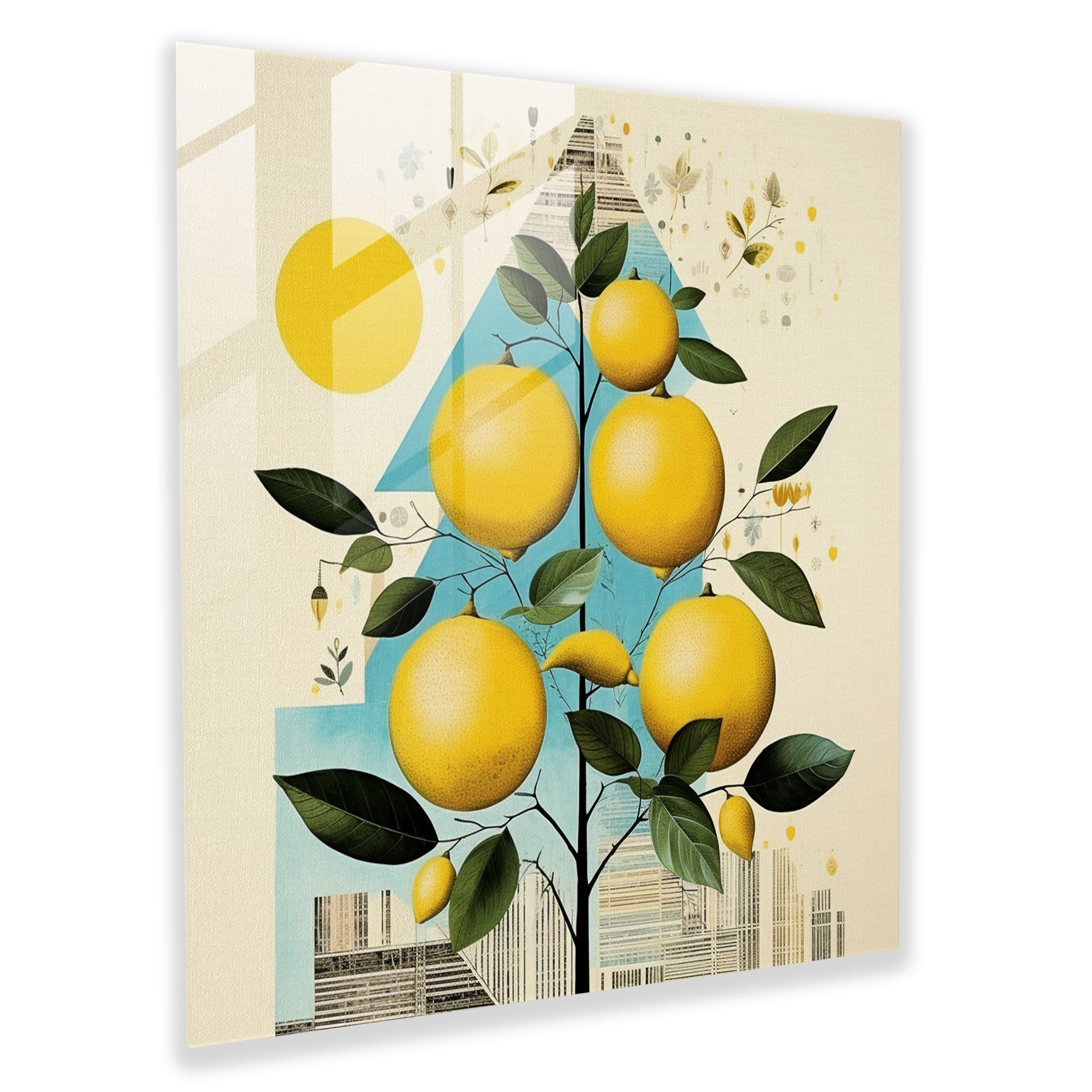 Geometric Lemon Tree Glass Print - Lemon Tree, Lemon Tree, Modern Art, Glass Art