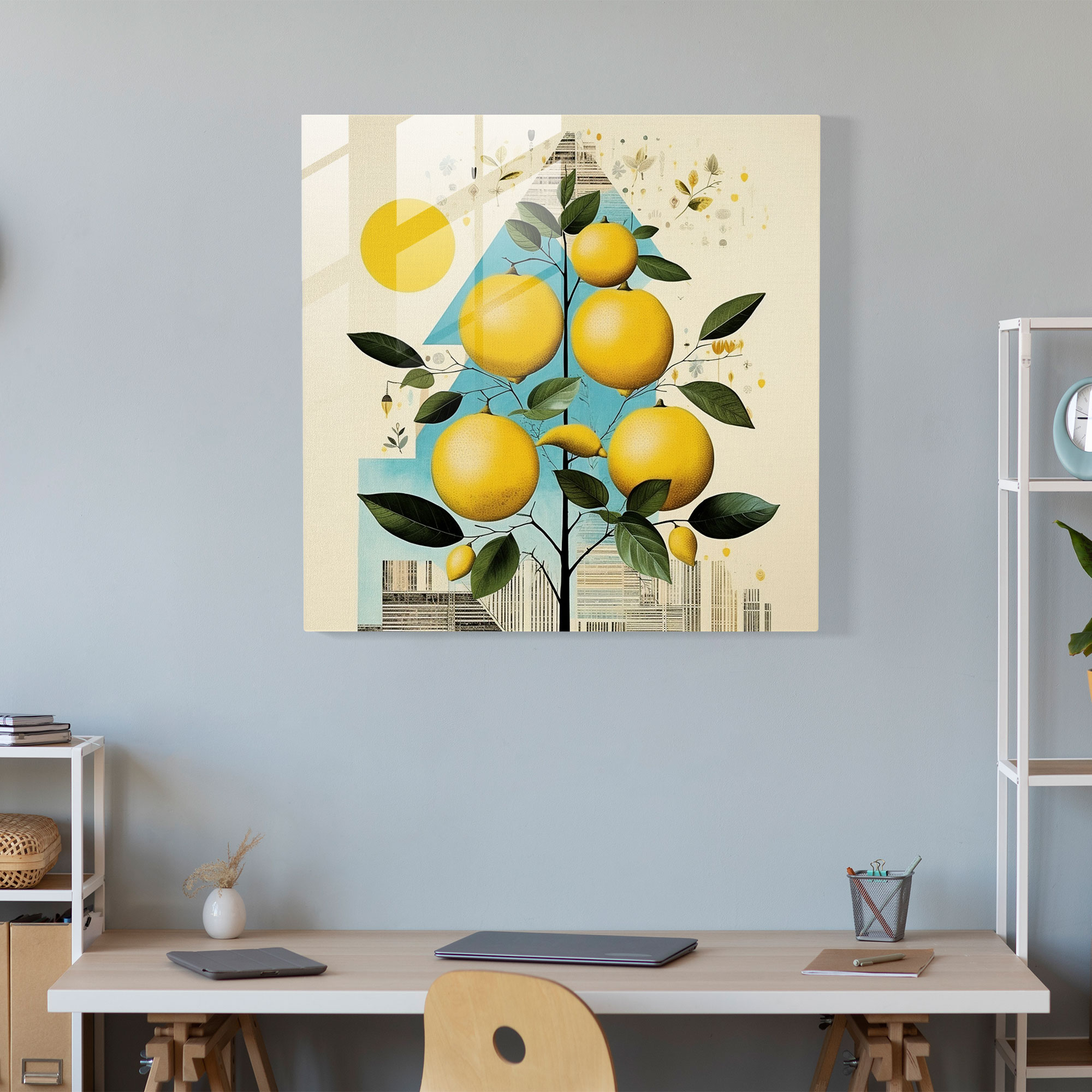 Geometric Lemon Tree Glass Print - Lemon Tree, Lemon Tree, Modern Art, Glass Art