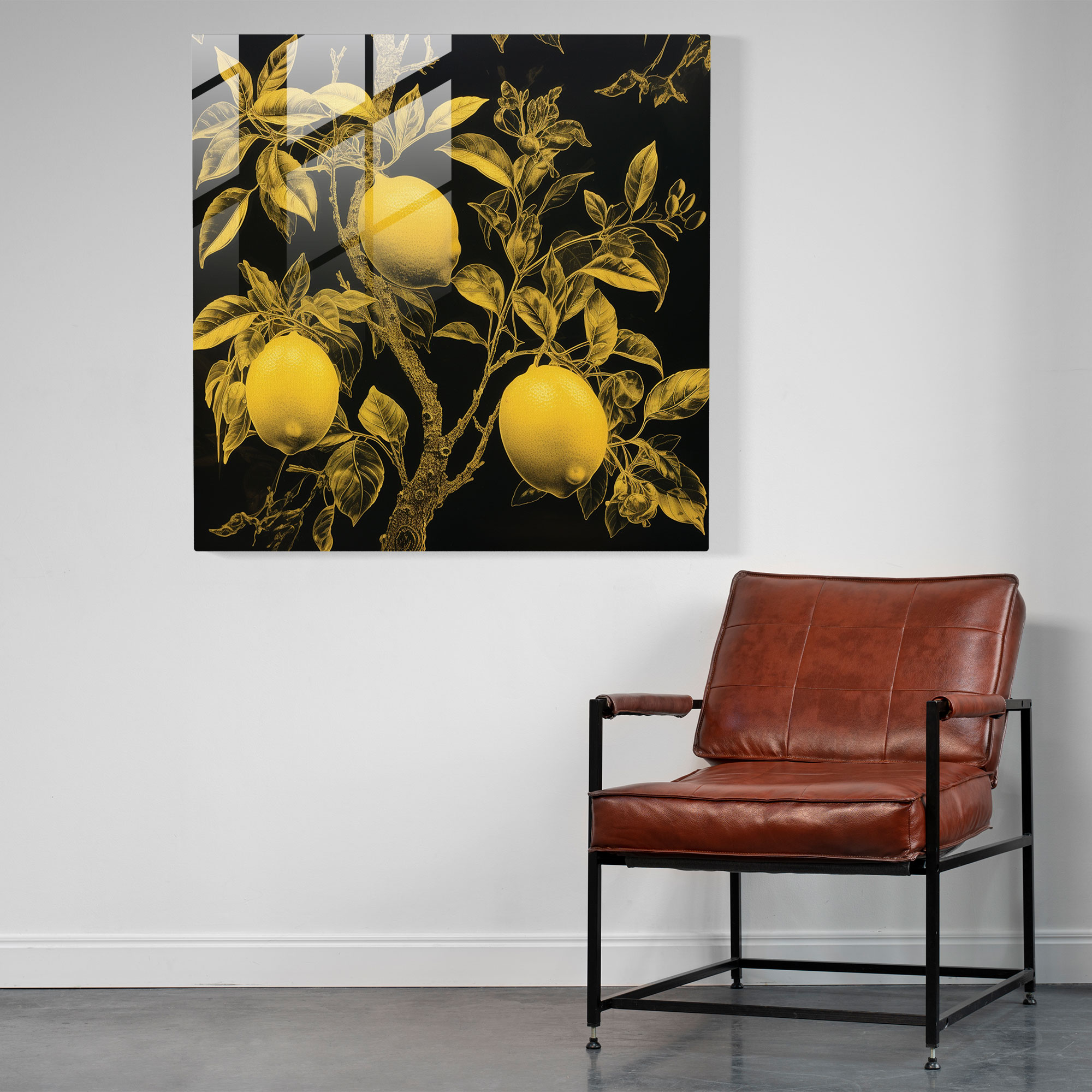 Elegant Lemon Tree Glass Etching - Lemon Tree, Glass Wall Art, Wall Decoration, Elegance And Craftsmanship