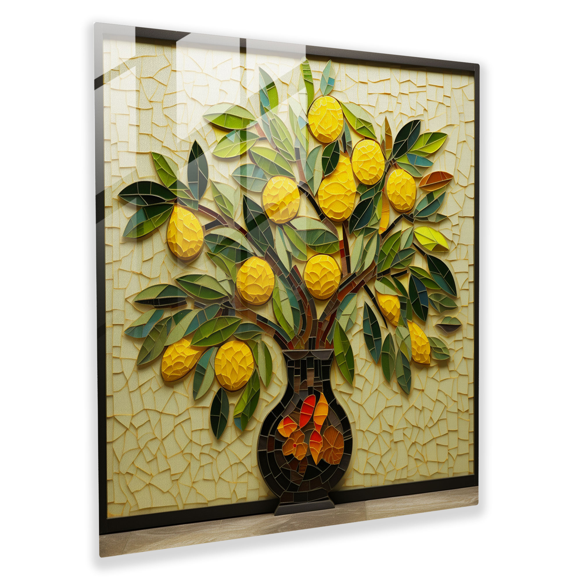 Whimsical Lemon Tree Glass Mosaic - Lemon Tree, Whimsical Design, Wall Decoration, Home Decoration