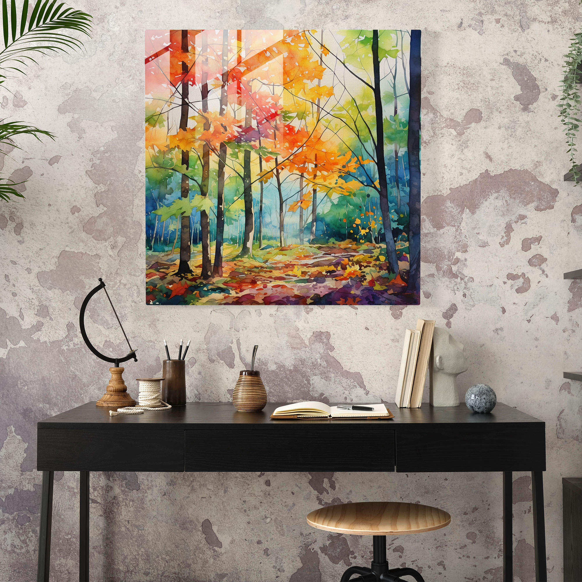 Glasbild Blätter - Blätter Wohn-Deko Glas-Kunst Glaswandkunst