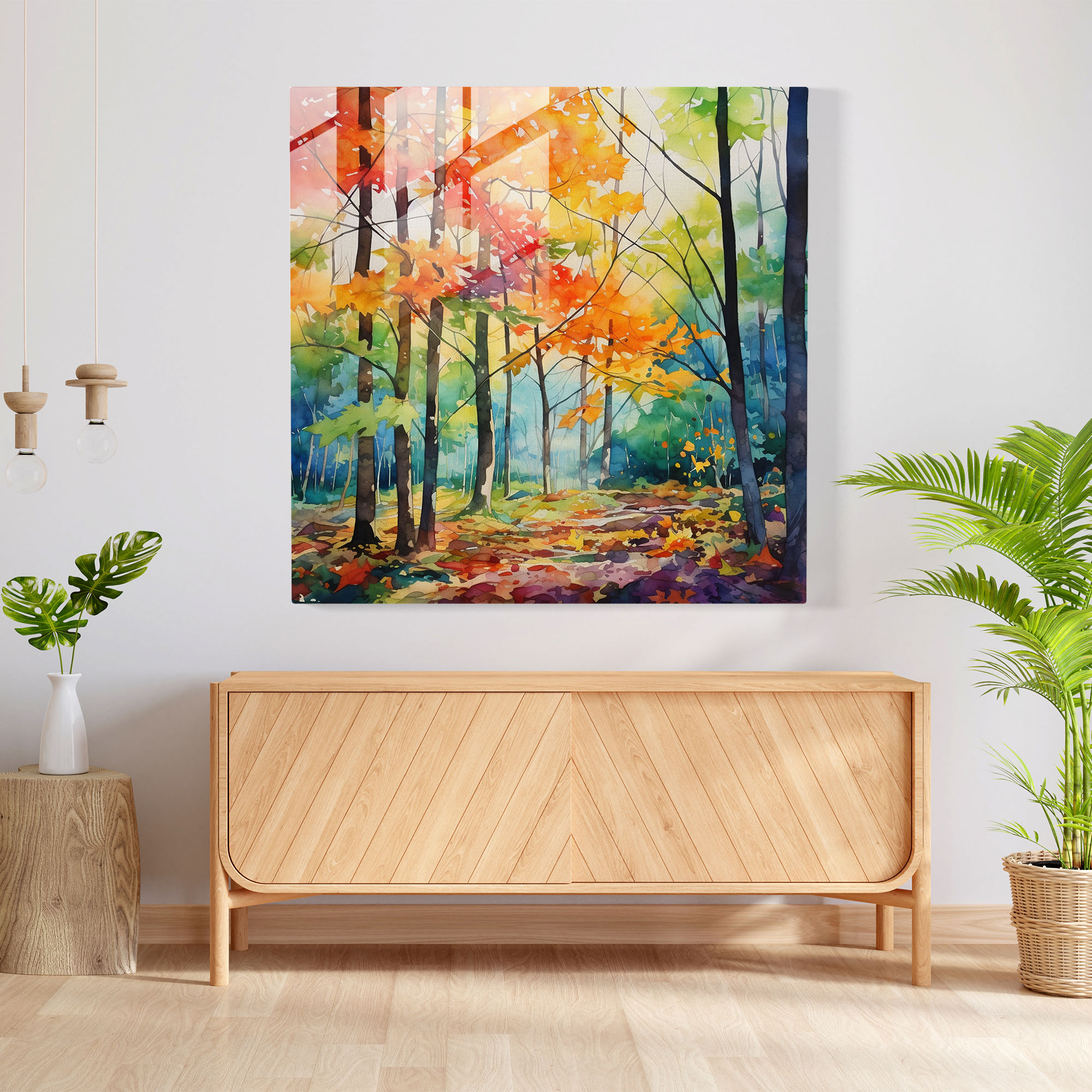 Glasbild Blätter - Blätter Wohn-Deko Glas-Kunst Glaswandkunst