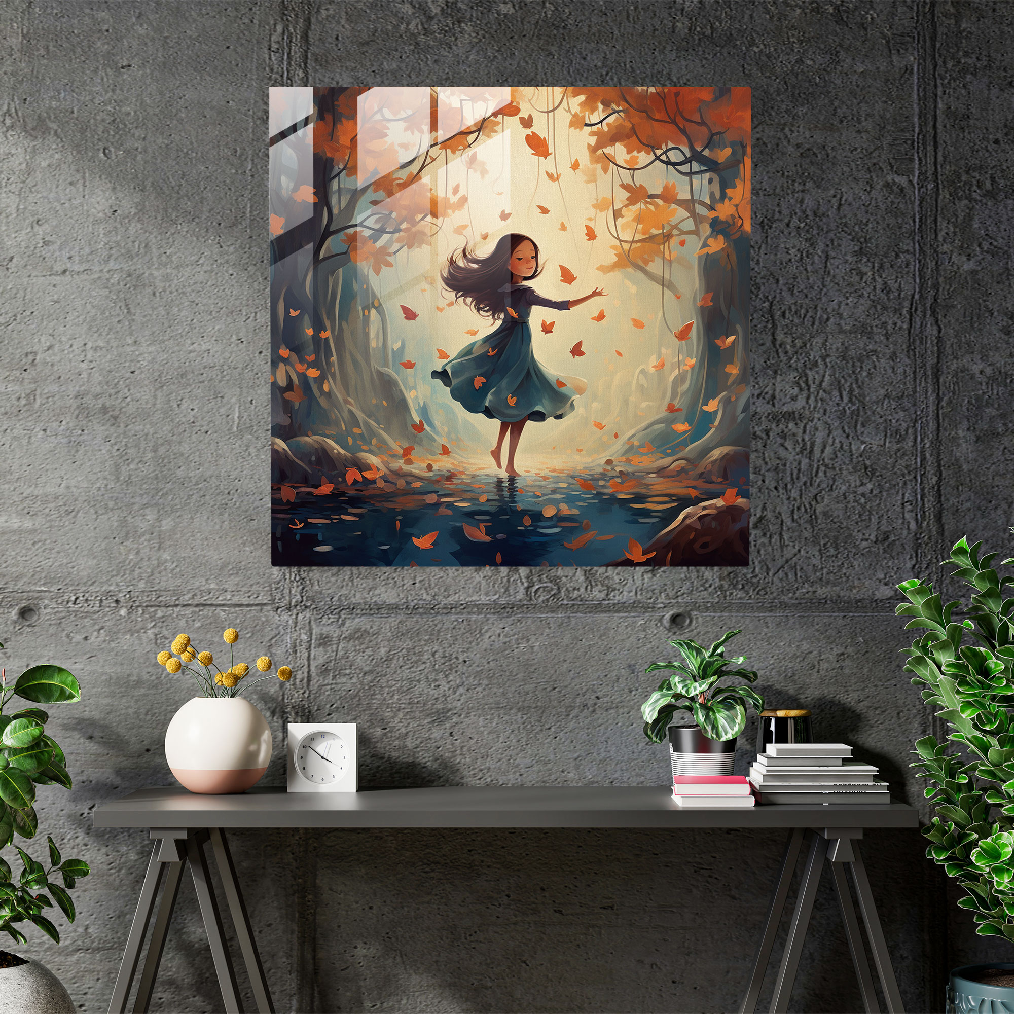 Zauberhafte Blätter Glaswandkunst - Blätter Wanddekoration Glaswandkunst Innendekoration