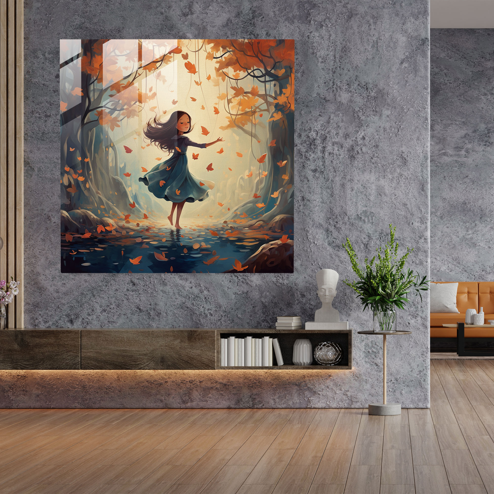 Zauberhafte Blätter Glaswandkunst - Blätter Wanddekoration Glaswandkunst Innendekoration