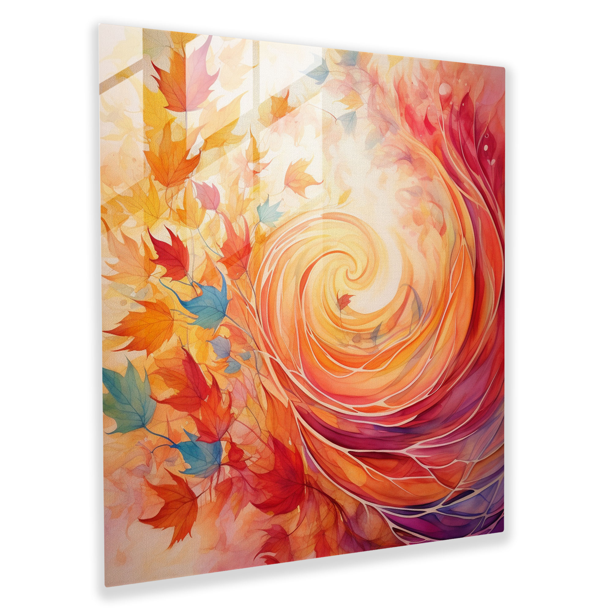 Autumn Leaves Glass Print - Leaves, Modern Art, Abstract, Autumn