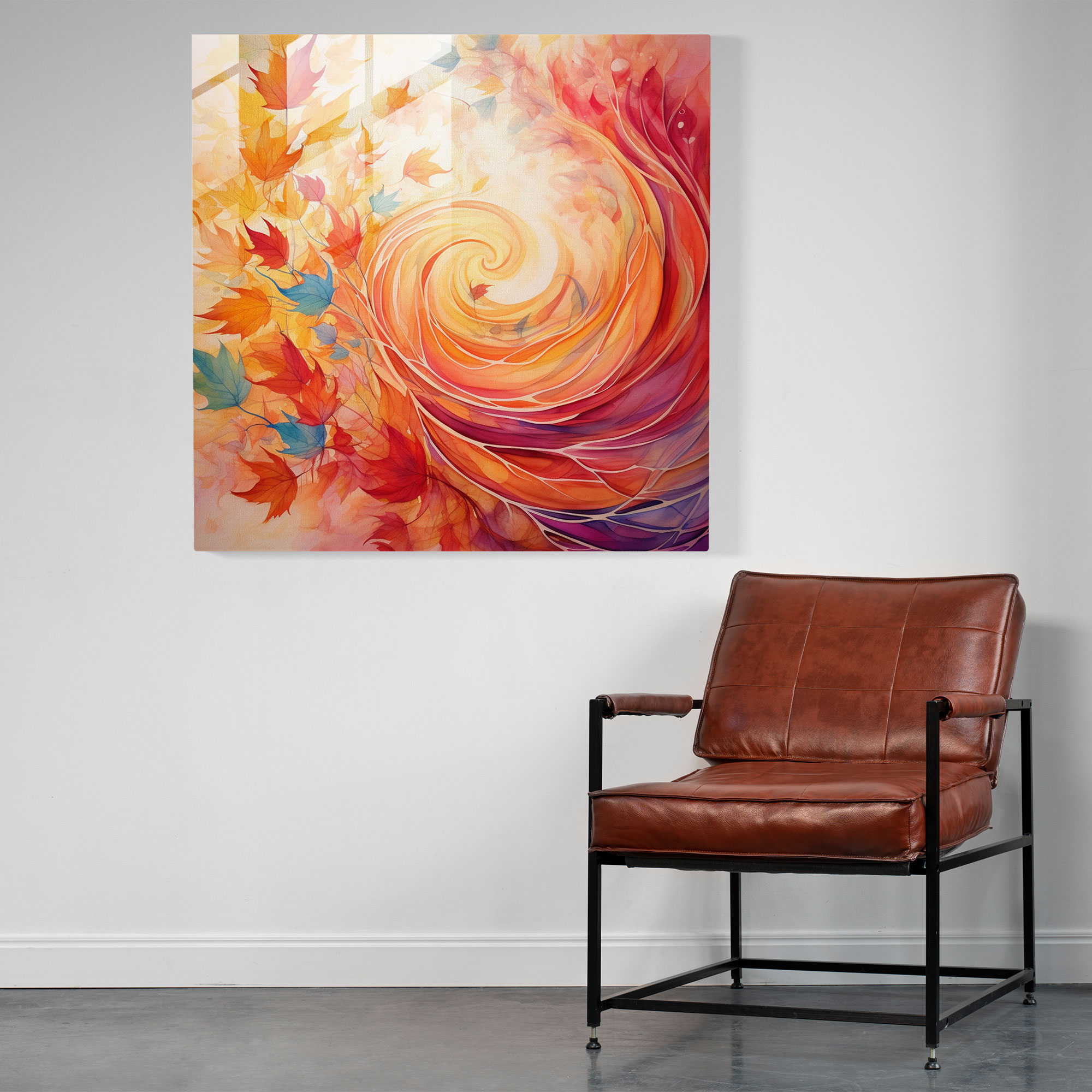 Autumn Leaves Glass Print - Leaves, Modern Art, Abstract, Autumn