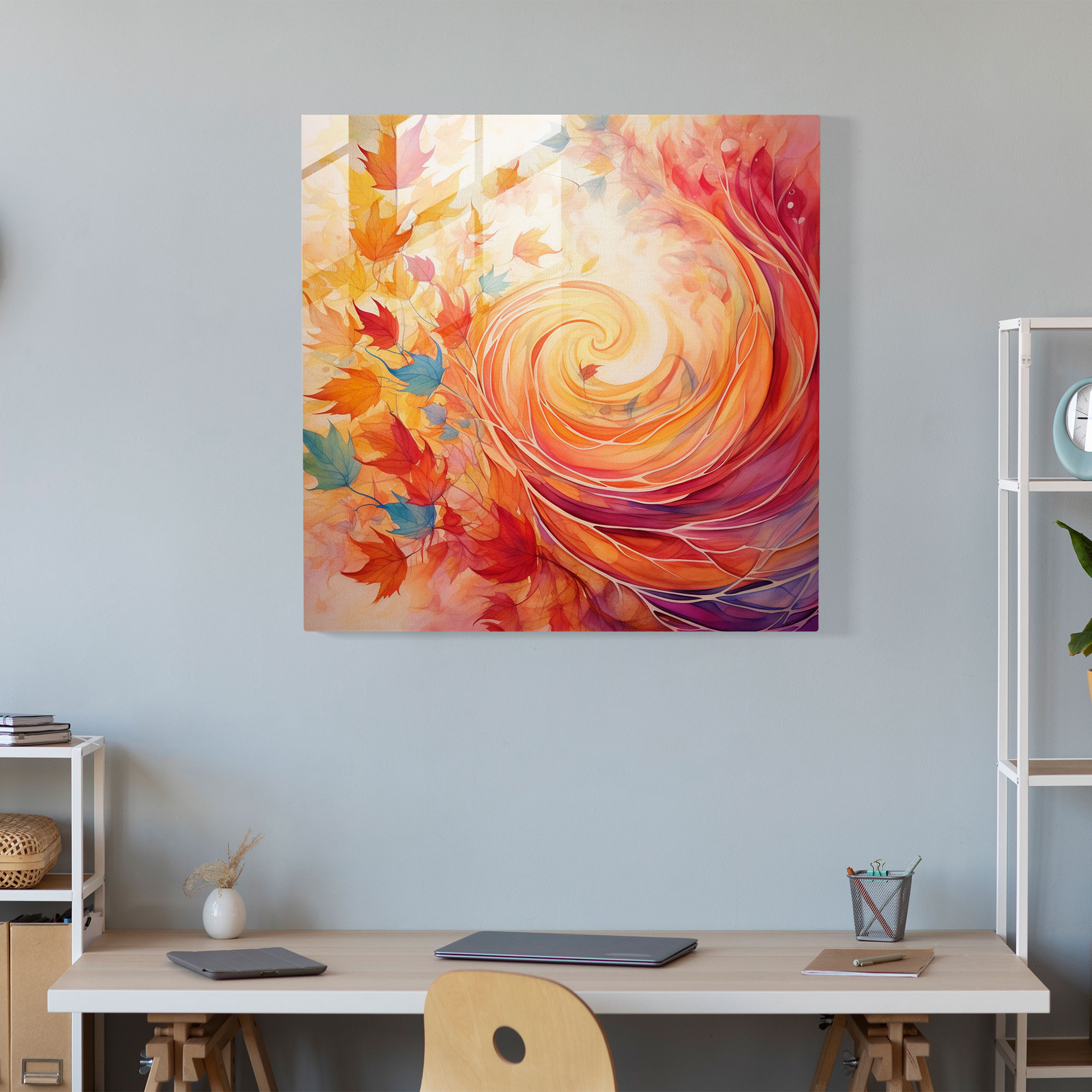 Autumn Leaves Glass Print - Leaves, Modern Art, Abstract, Autumn