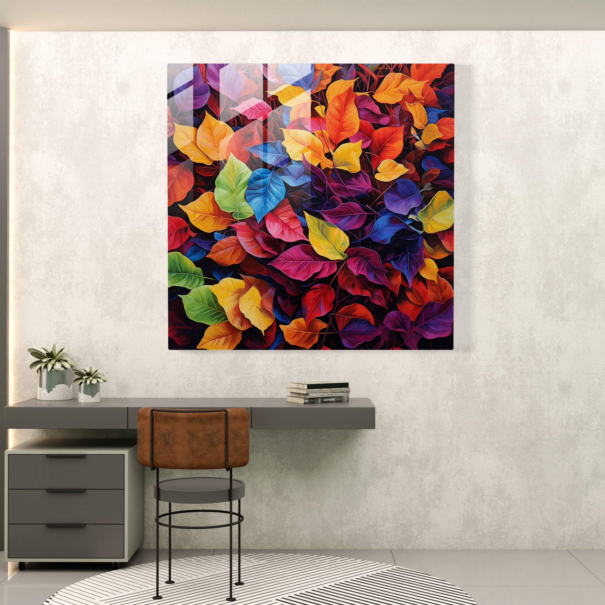 Autumn Leaves Glass Art - Leaves, Contemporary, Wall Decoration, Autumn