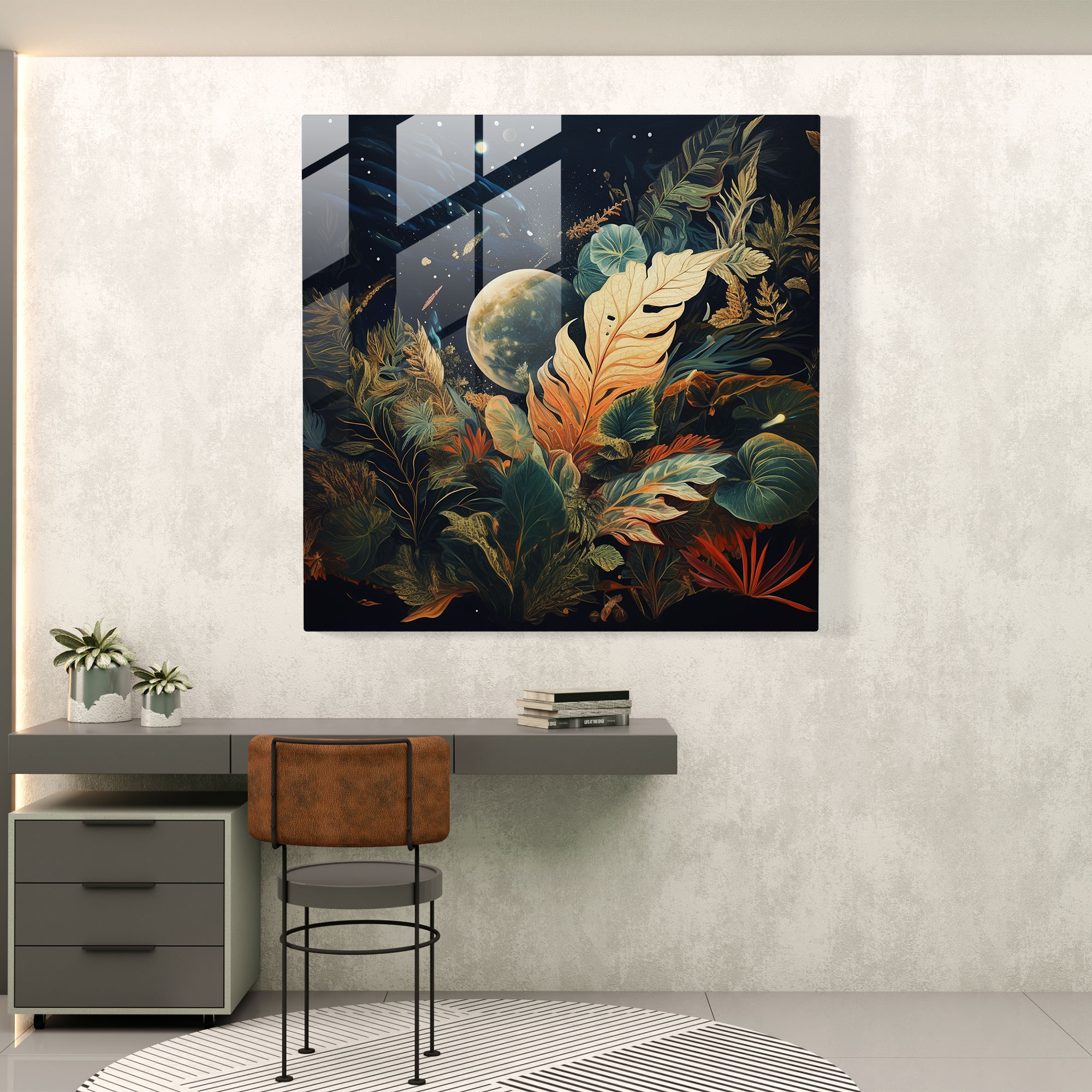 Glasbild Floating Leaves - Blätter Glas Kunst Raum