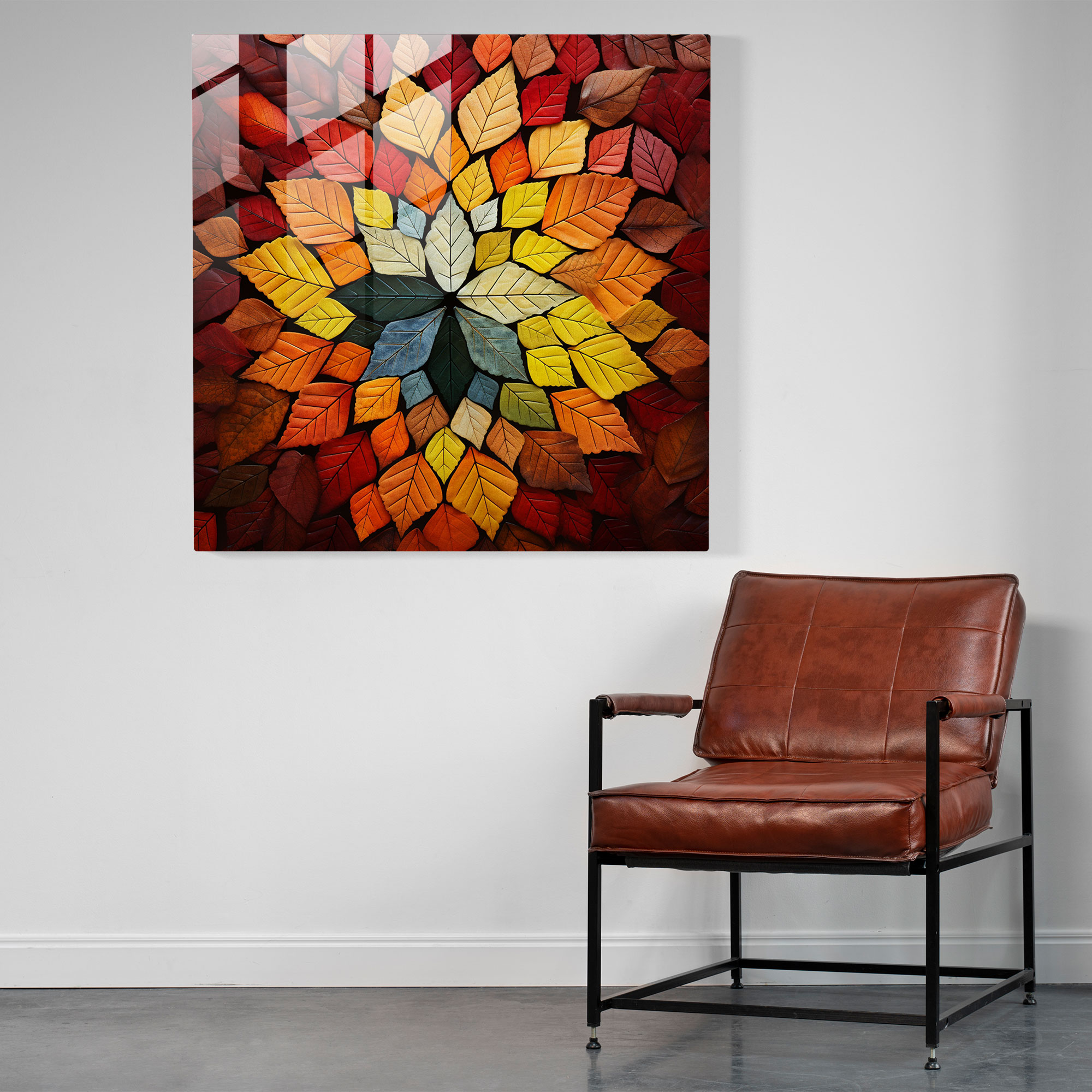 Glasbild mit Blätter-Motiv - Blätter Wohn-Dekoration