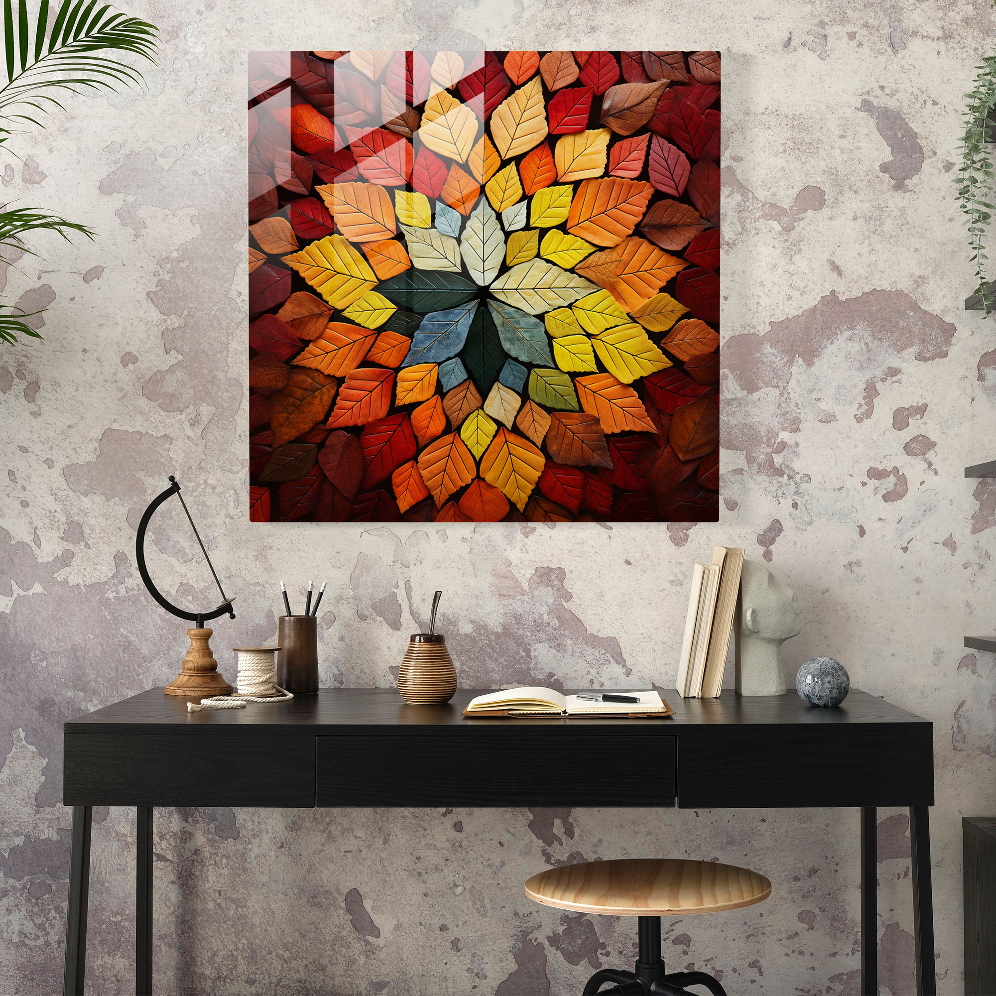 Glasbild mit Blätter-Motiv - Blätter Wohn-Dekoration
