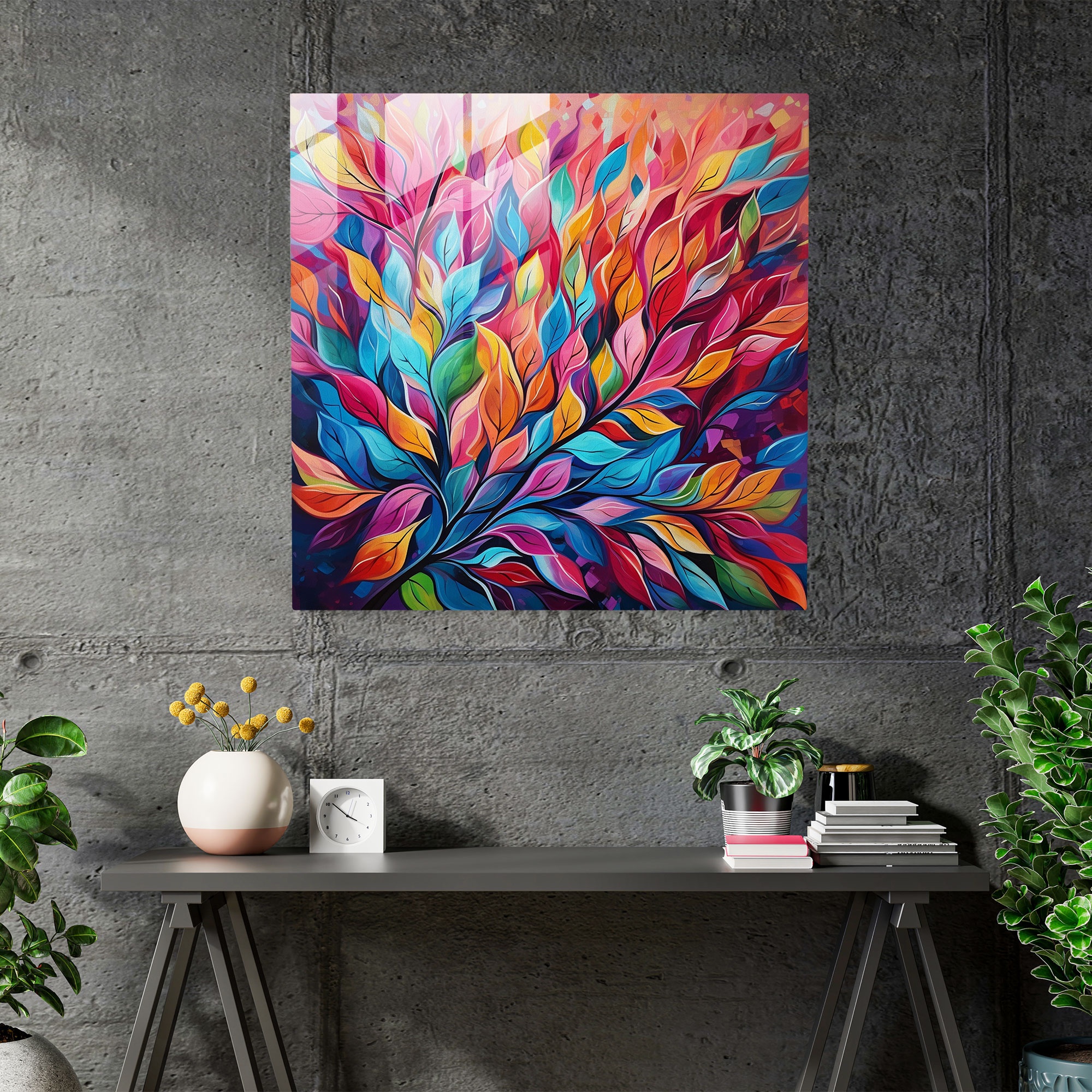 Glasbild Blätter - Blätter Wanddekoration Wohnkultur Glasbild