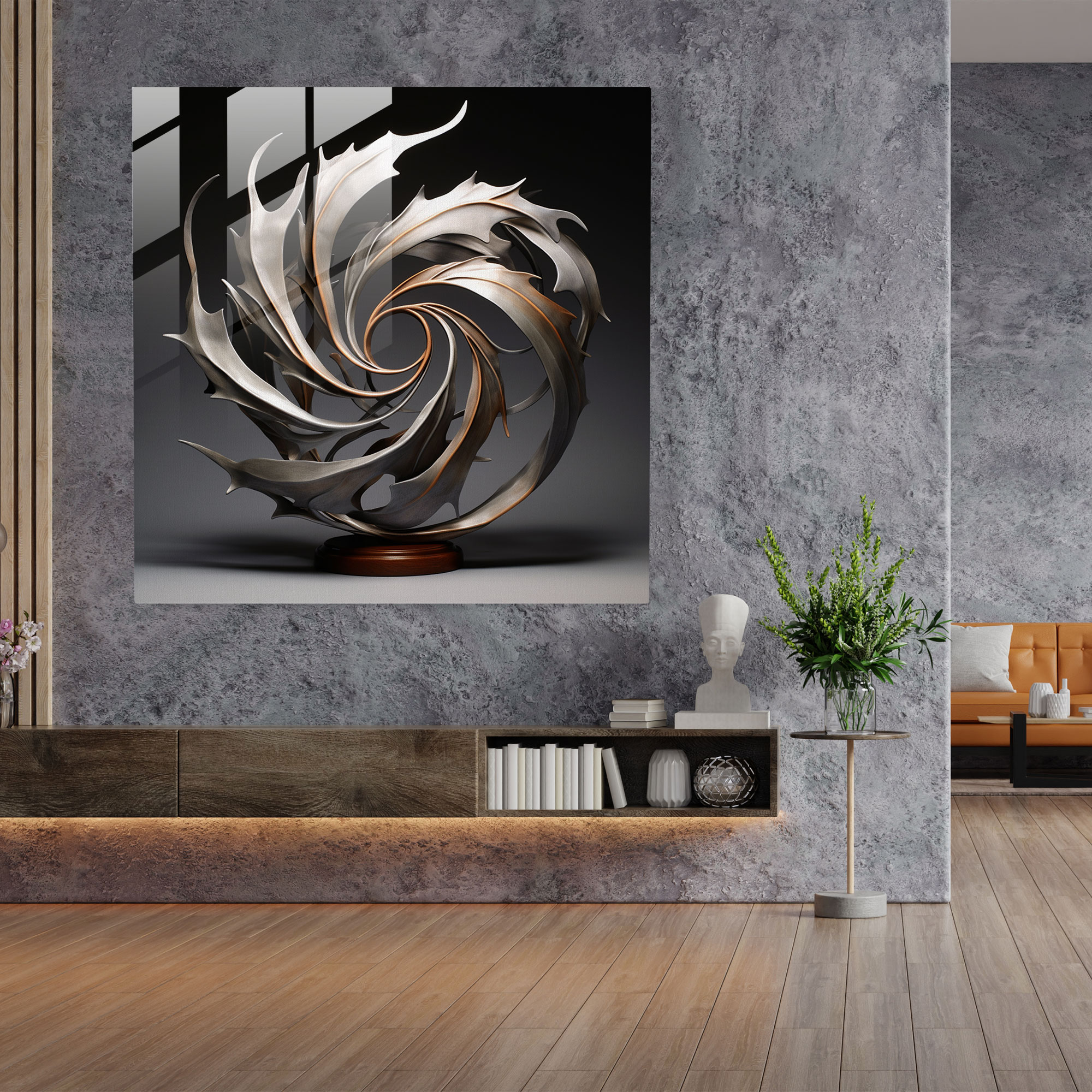 Spiral Leaves Glass Art - Leaves, Mesmerizing Spiral, Abstract Sculpture, Glass Art