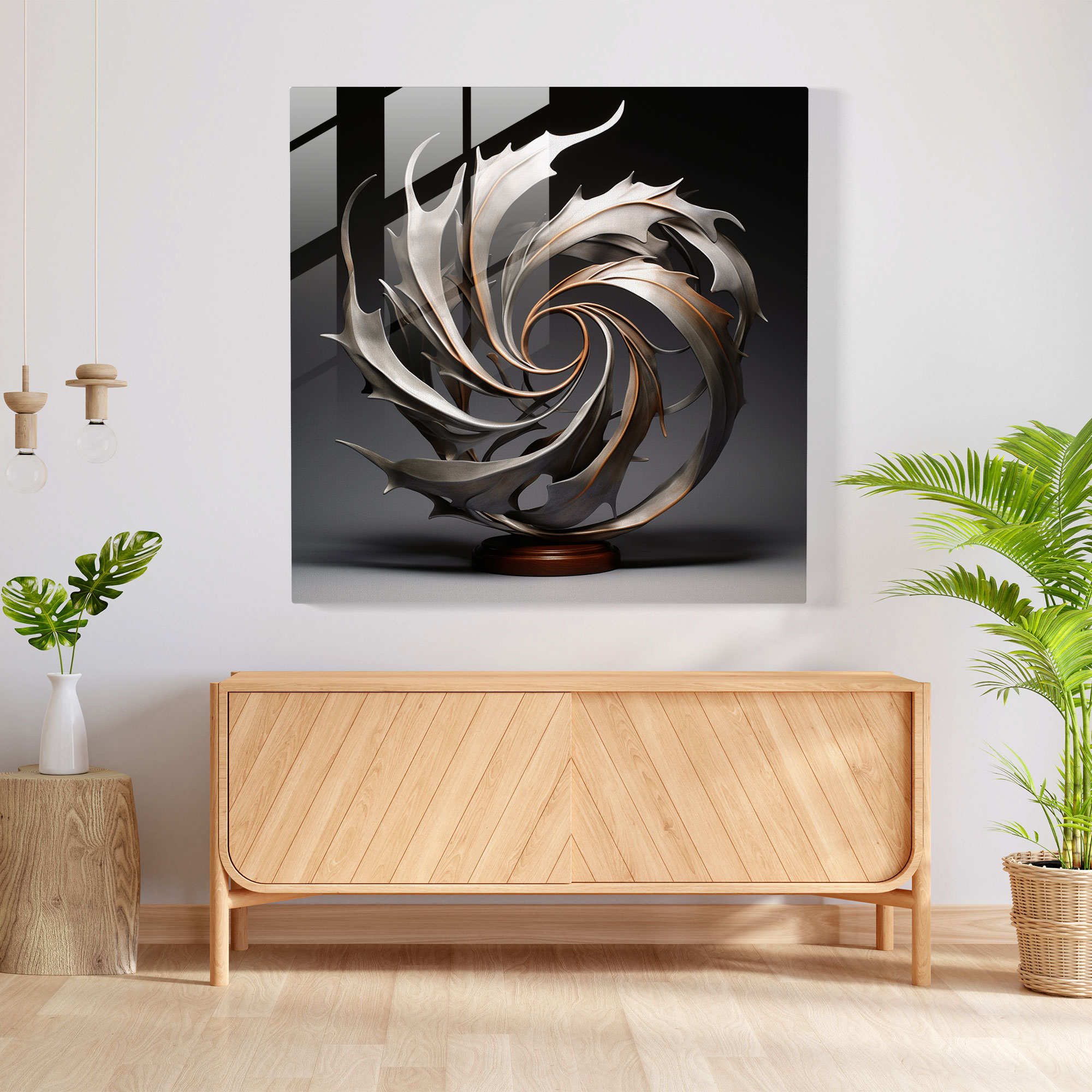 Spiral Leaves Glass Art - Leaves, Mesmerizing Spiral, Abstract Sculpture, Glass Art