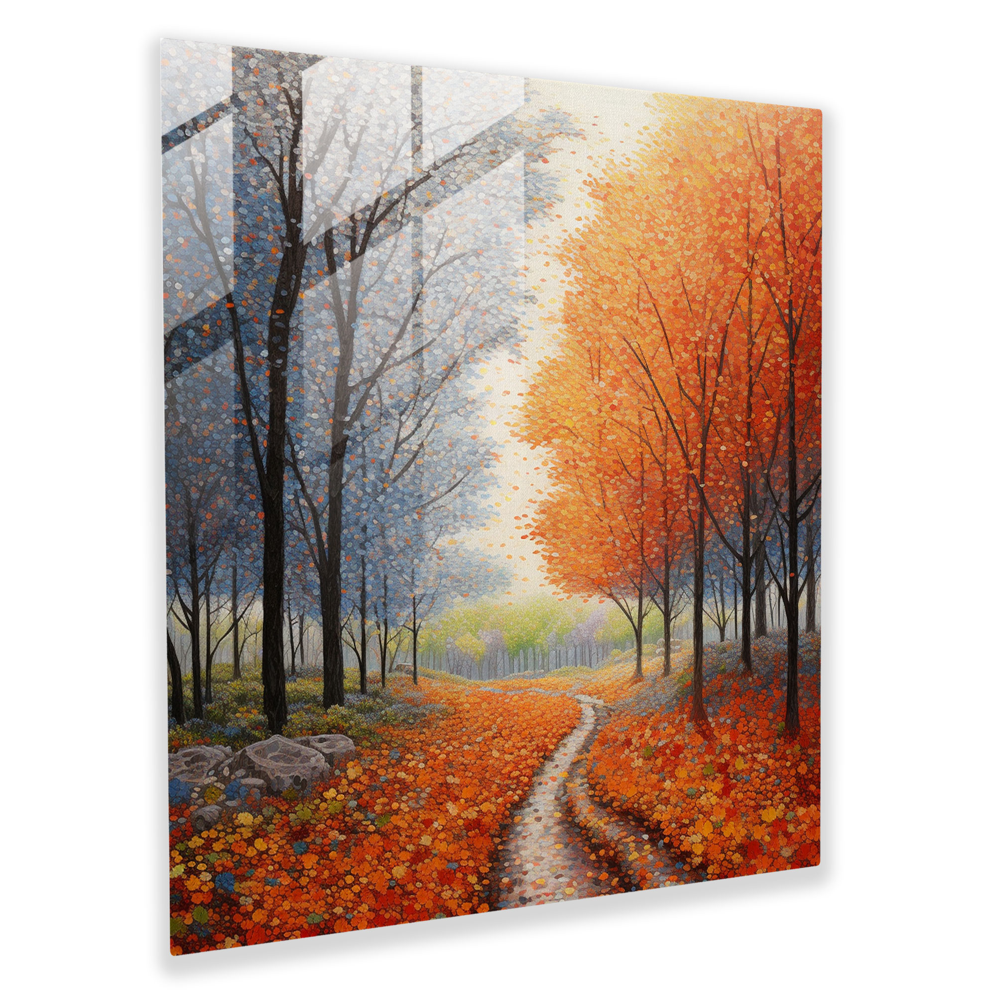 Colorful Dots Glass Print - Leaves, Glass Art, Wall Decoration, Colorful Dots