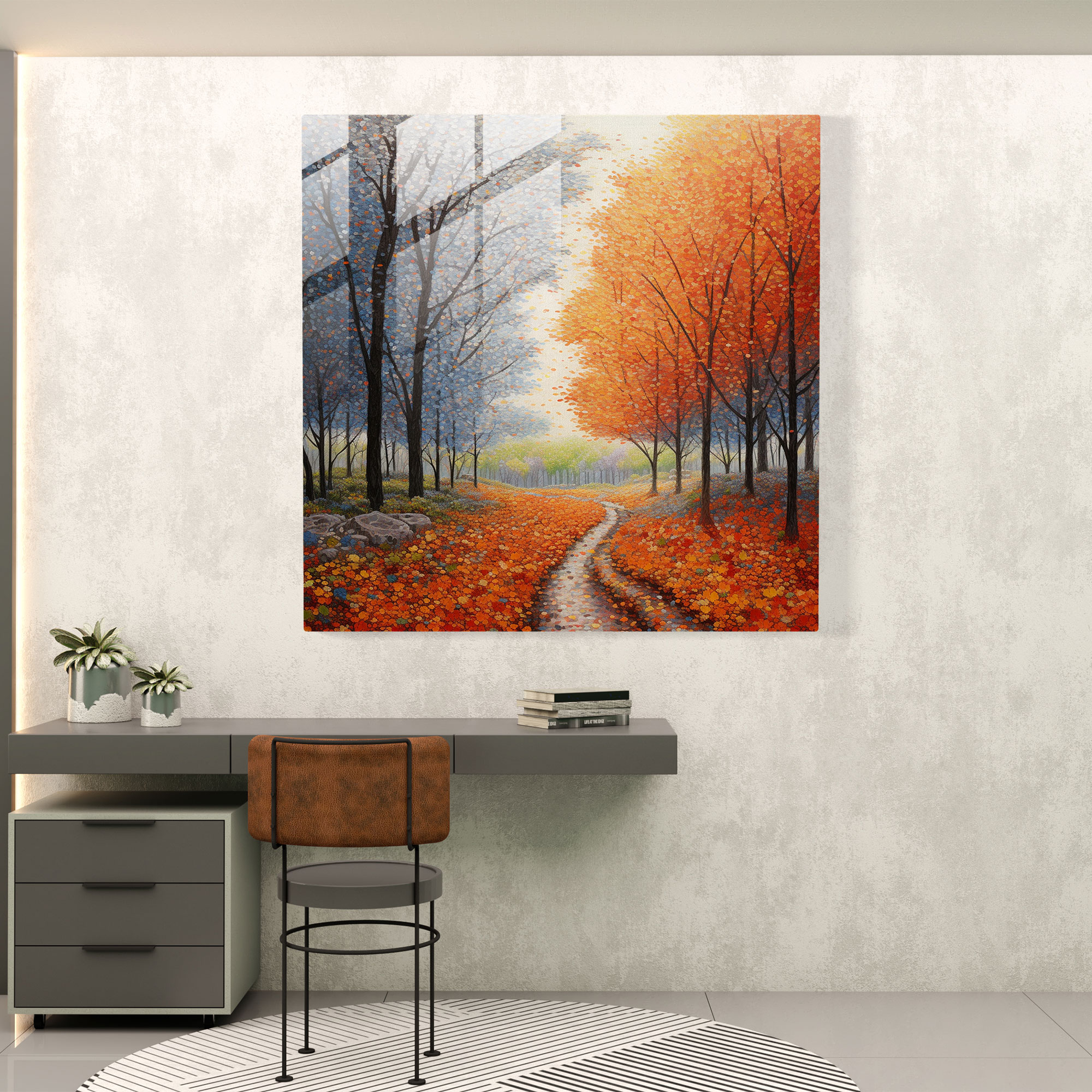 Colorful Dots Glass Print - Leaves, Glass Art, Wall Decoration, Colorful Dots