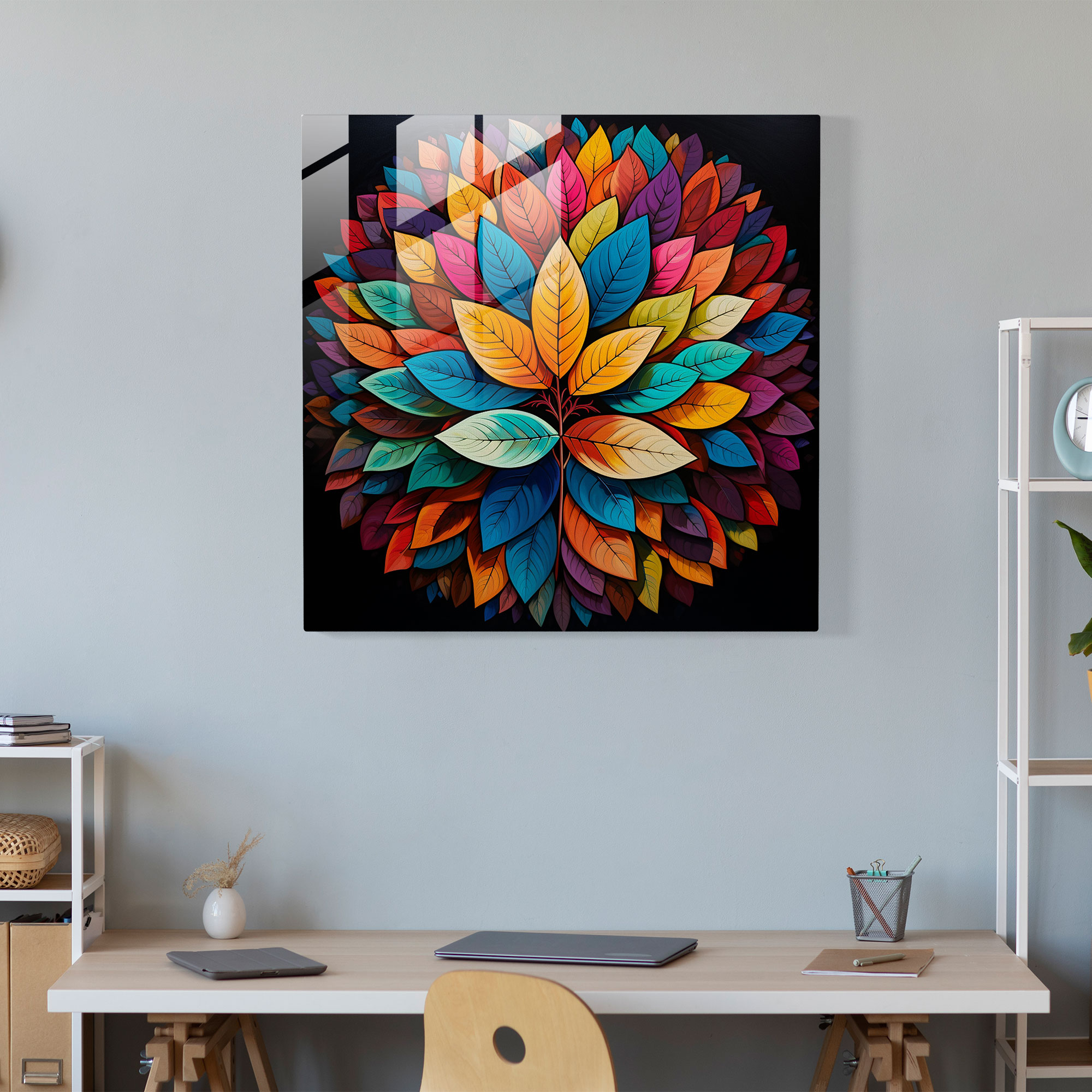 Glasbild Geometrische Blätter - Blätter Kühn Wanddekoration Glas Kunst