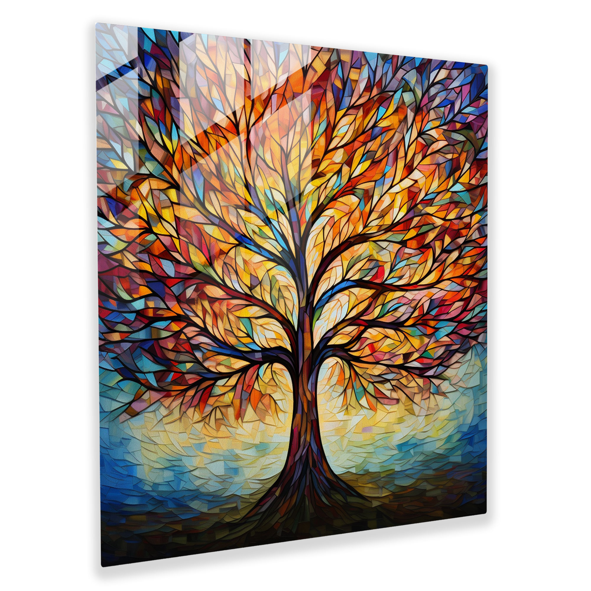 Buntes Blätter Glasbild - Naturinspirierte Dekoration Bunte Blätter