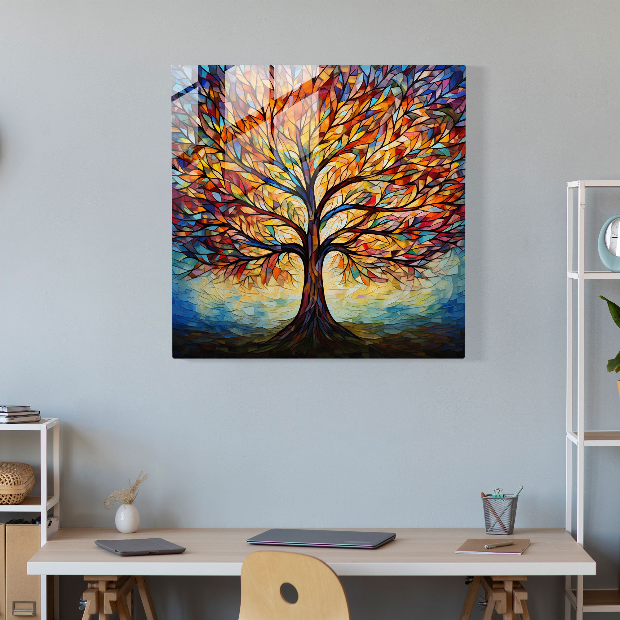 Buntes Blätter Glasbild - Naturinspirierte Dekoration Bunte Blätter