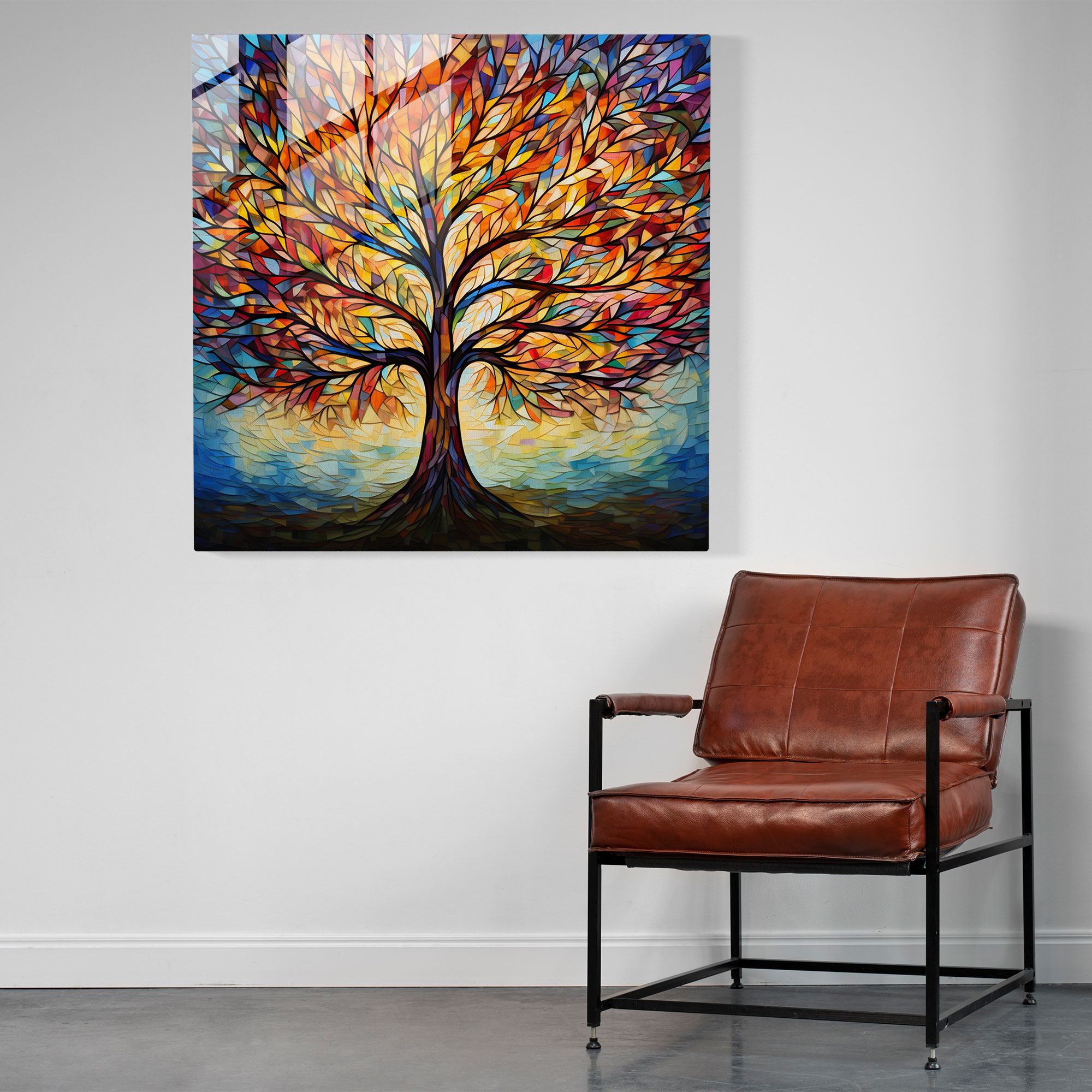 Buntes Blätter Glasbild - Naturinspirierte Dekoration Bunte Blätter