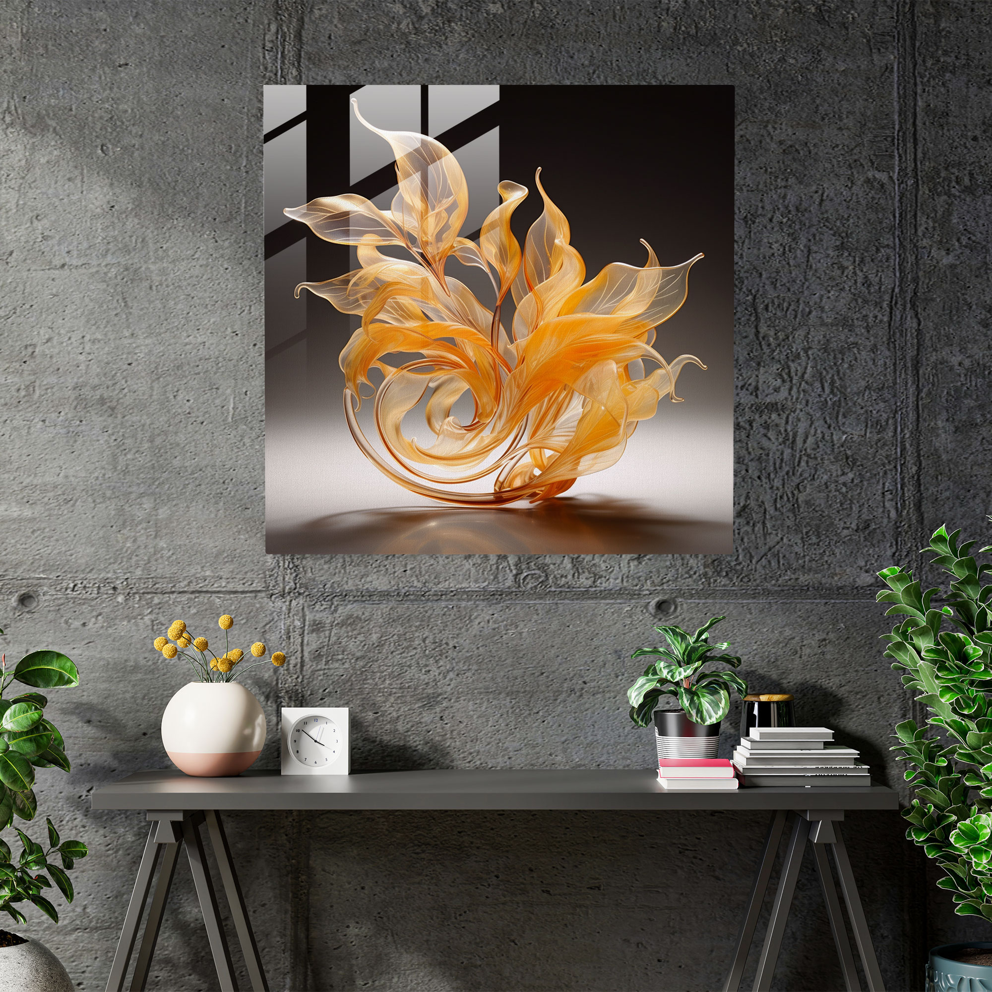 Verflochtene Blätter Glas Kunst - Blätter Glas Kunst Wohndeko Glas Skulptur