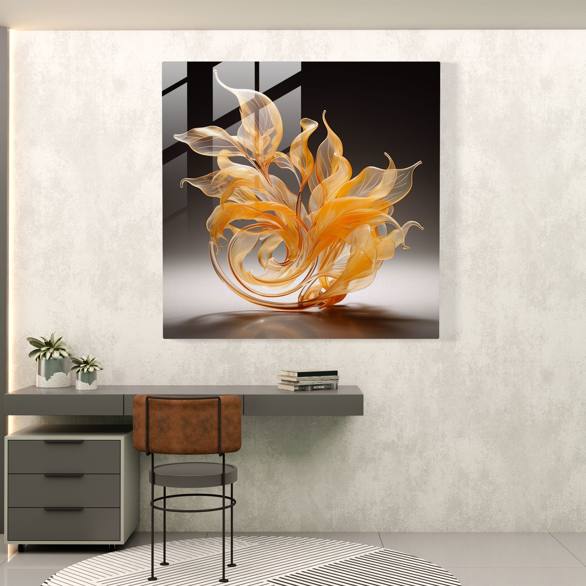 Verflochtene Blätter Glas Kunst - Blätter Glas Kunst Wohndeko Glas Skulptur