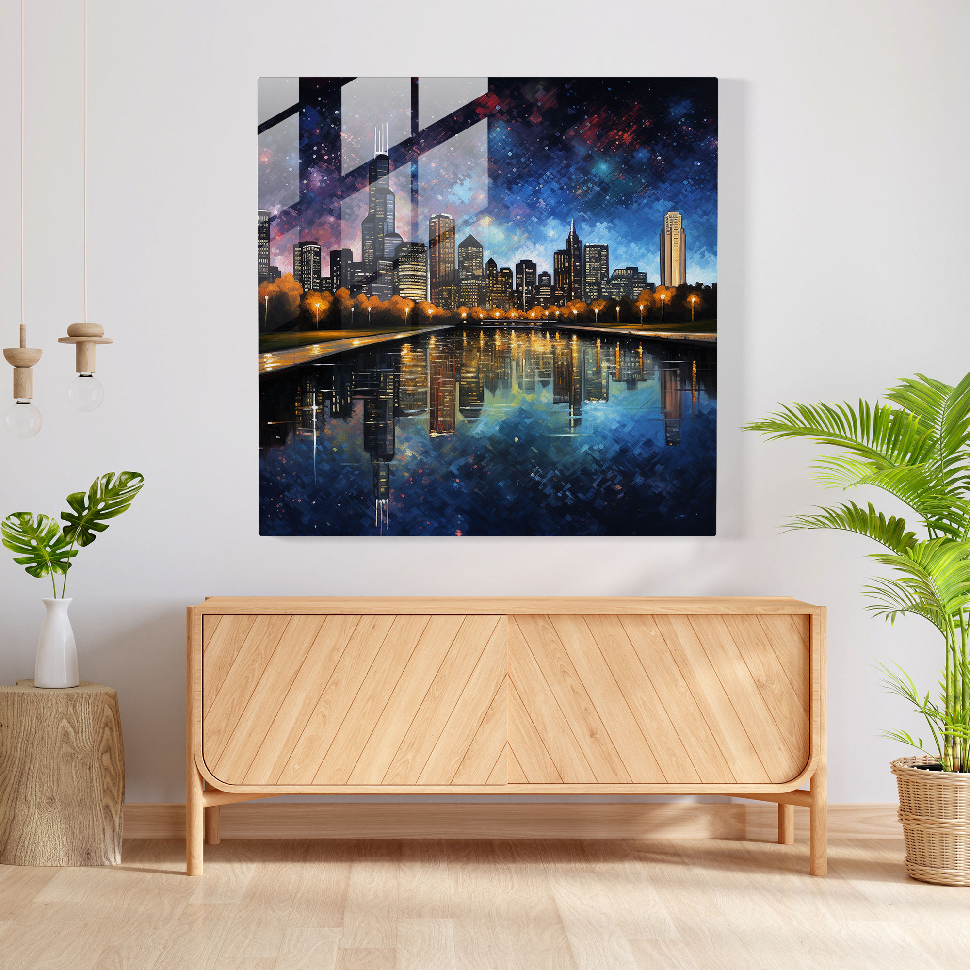 Midnight Skyline Glass Print - Midnight, Glass Art, Glass Wall Art, Midnight