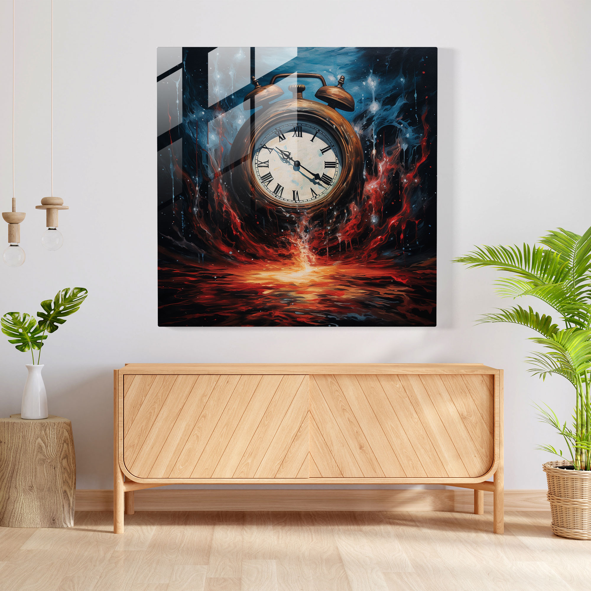 Midnight Melting Time Glass Wall Art - Midnight, Glass Wall Art, Home Decoration, Melting Hands