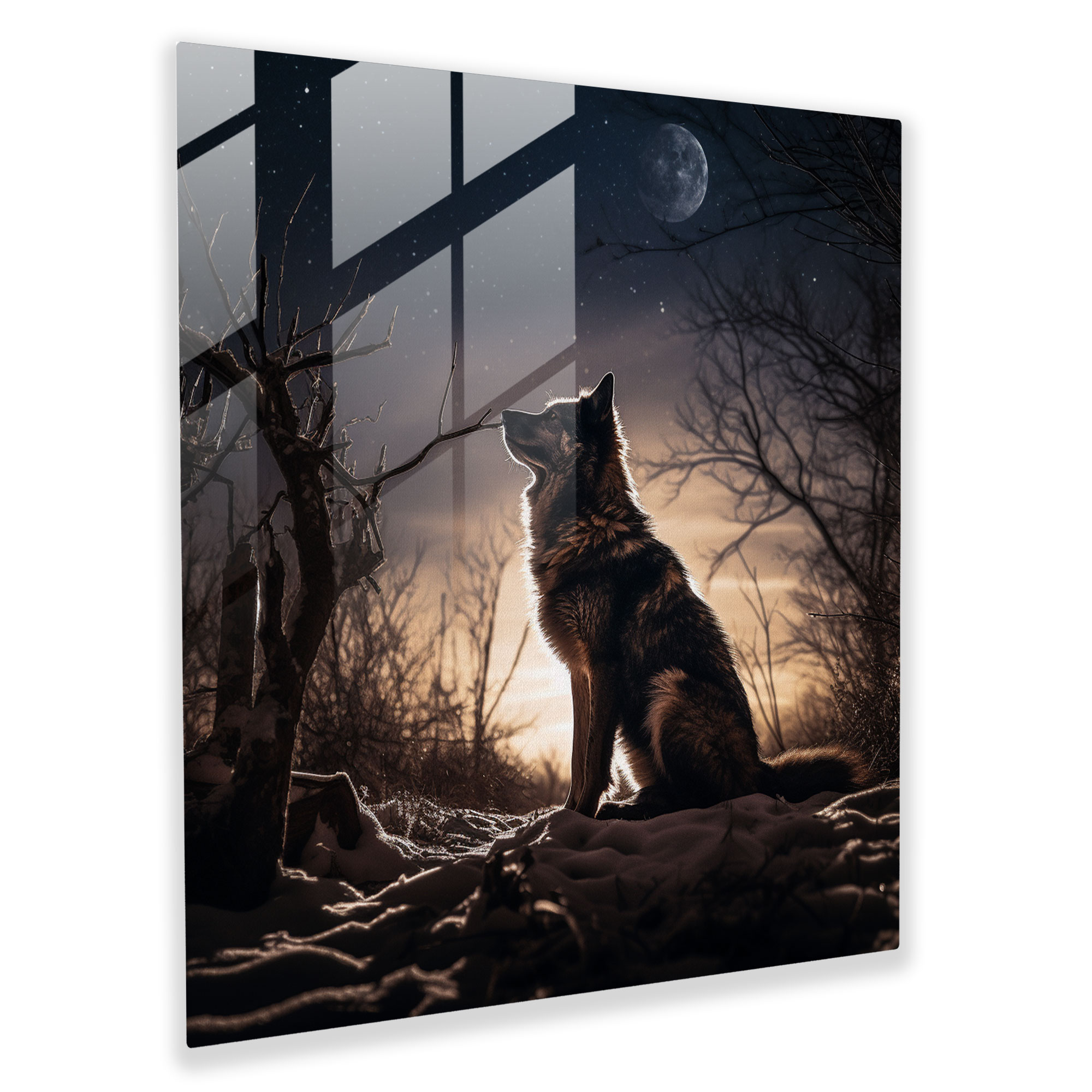Midnight Solitude Glass Print - Midnight, Modern Art, Home Decoration, Midnight