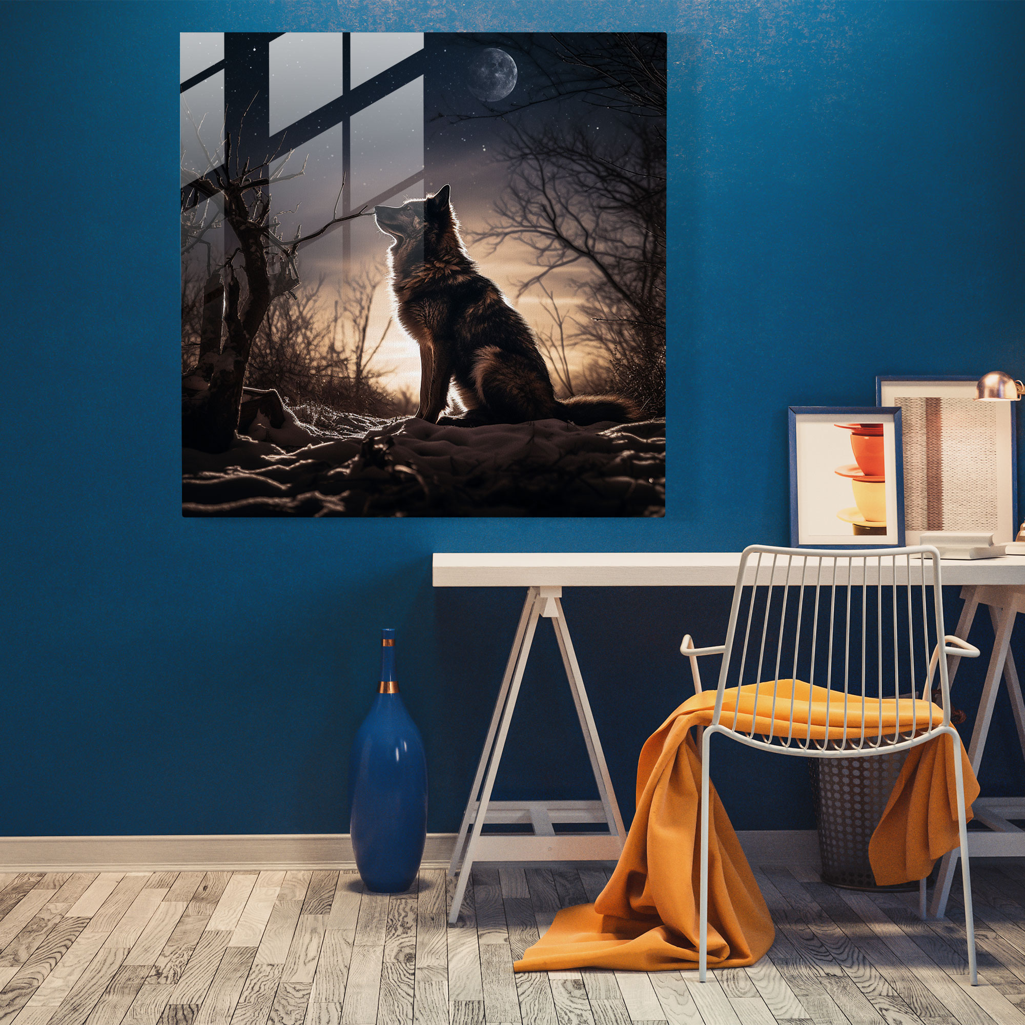Midnight Solitude Glass Print - Midnight, Modern Art, Home Decoration, Midnight