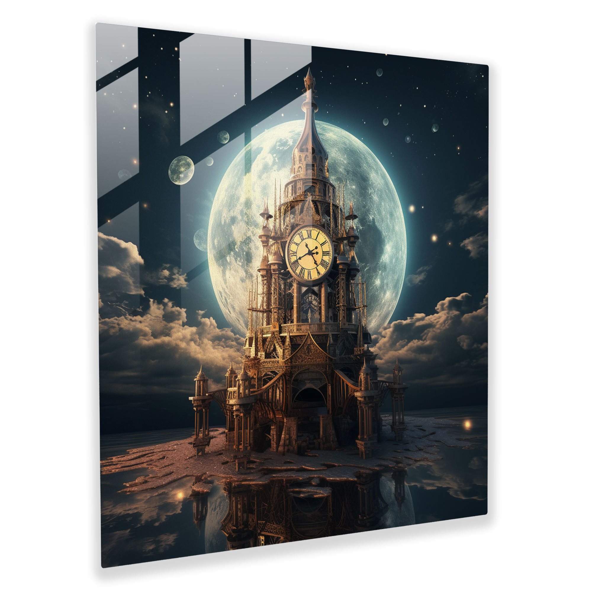 Midnight Timepiece Glass Wall Art - Midnight, Midnight, Home Decoration, Glass Wall Art