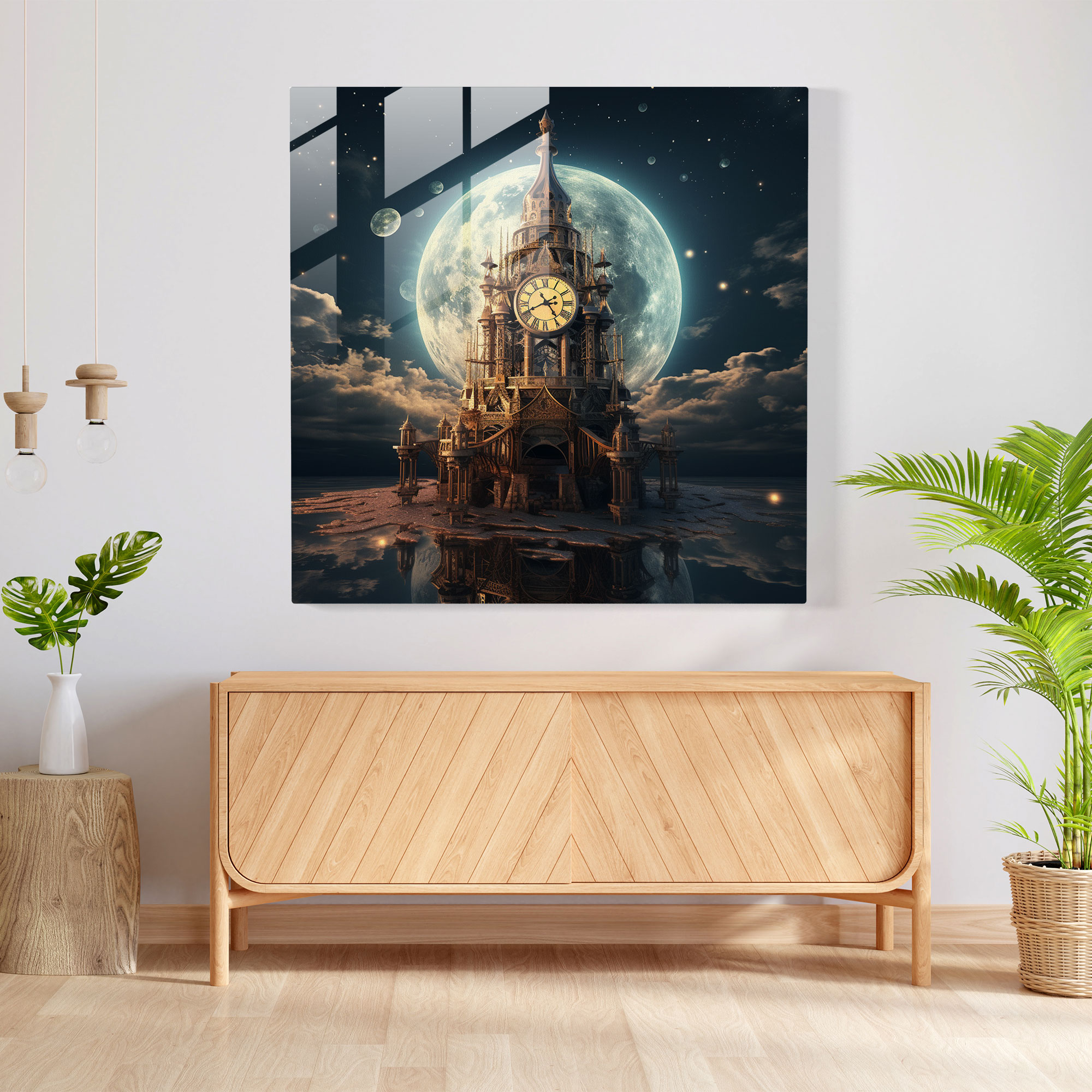 Midnight Timepiece Glass Wall Art - Midnight, Midnight, Home Decoration, Glass Wall Art