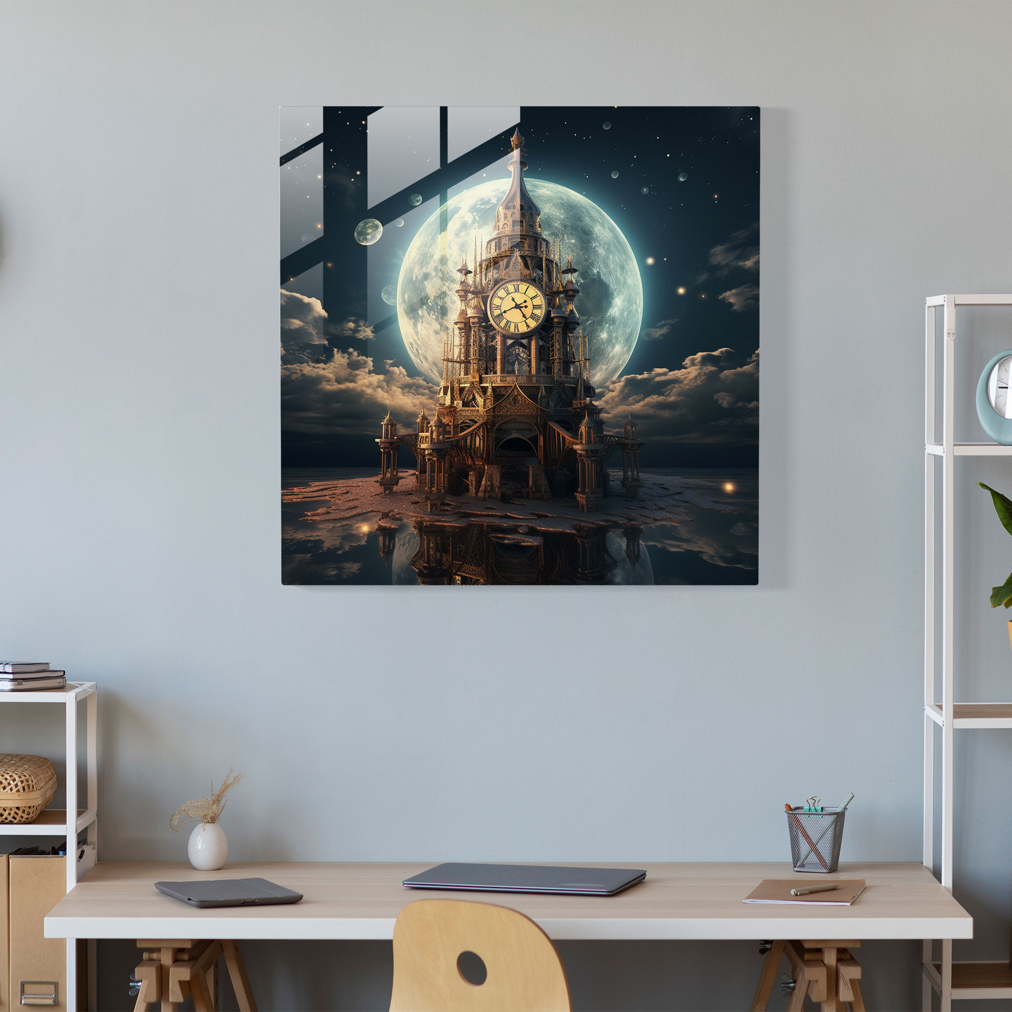 Midnight Timepiece Glass Wall Art - Midnight, Midnight, Home Decoration, Glass Wall Art