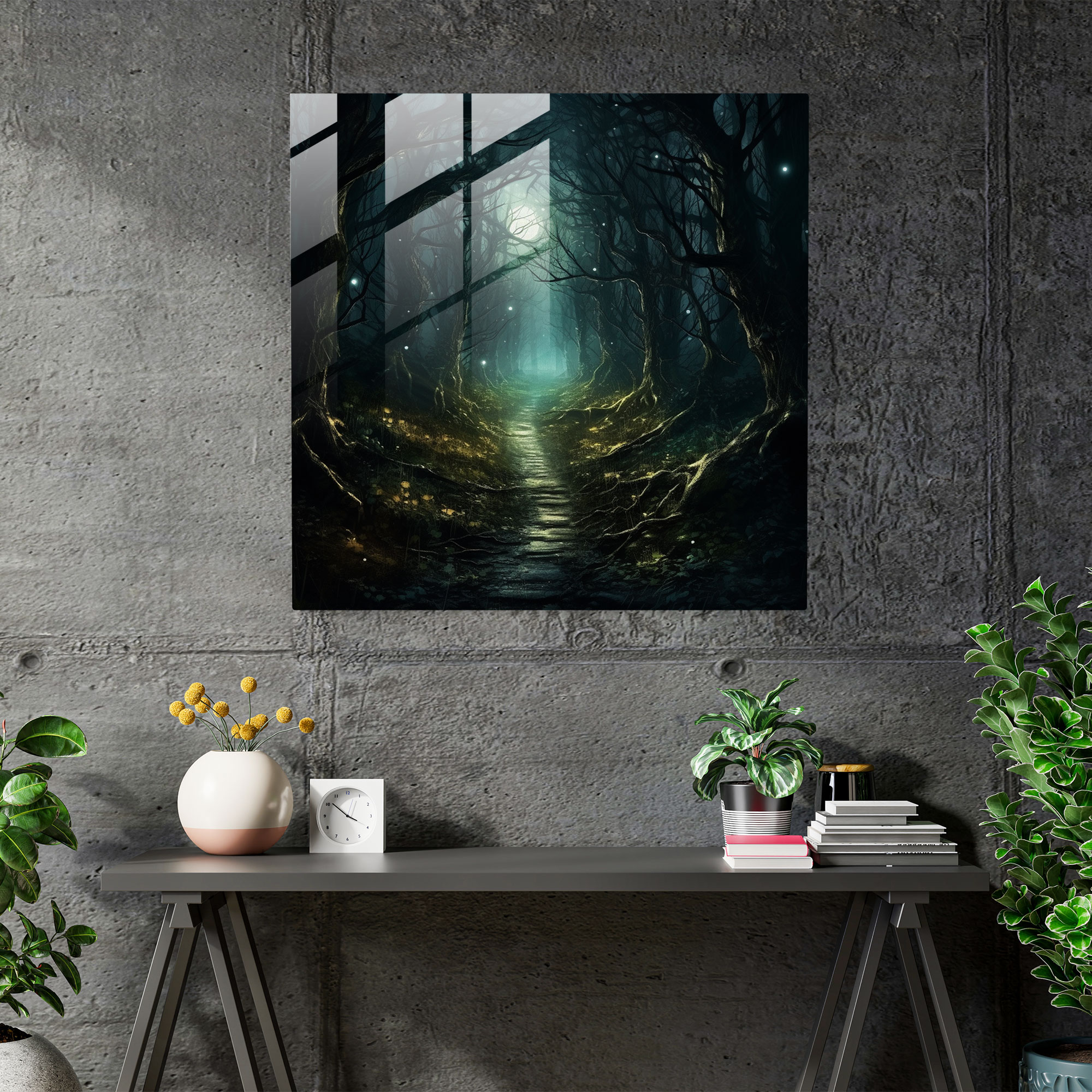 Midnight Enchantment Glass Print - Midnight, Home Decoration, Enchanting, Glass Art