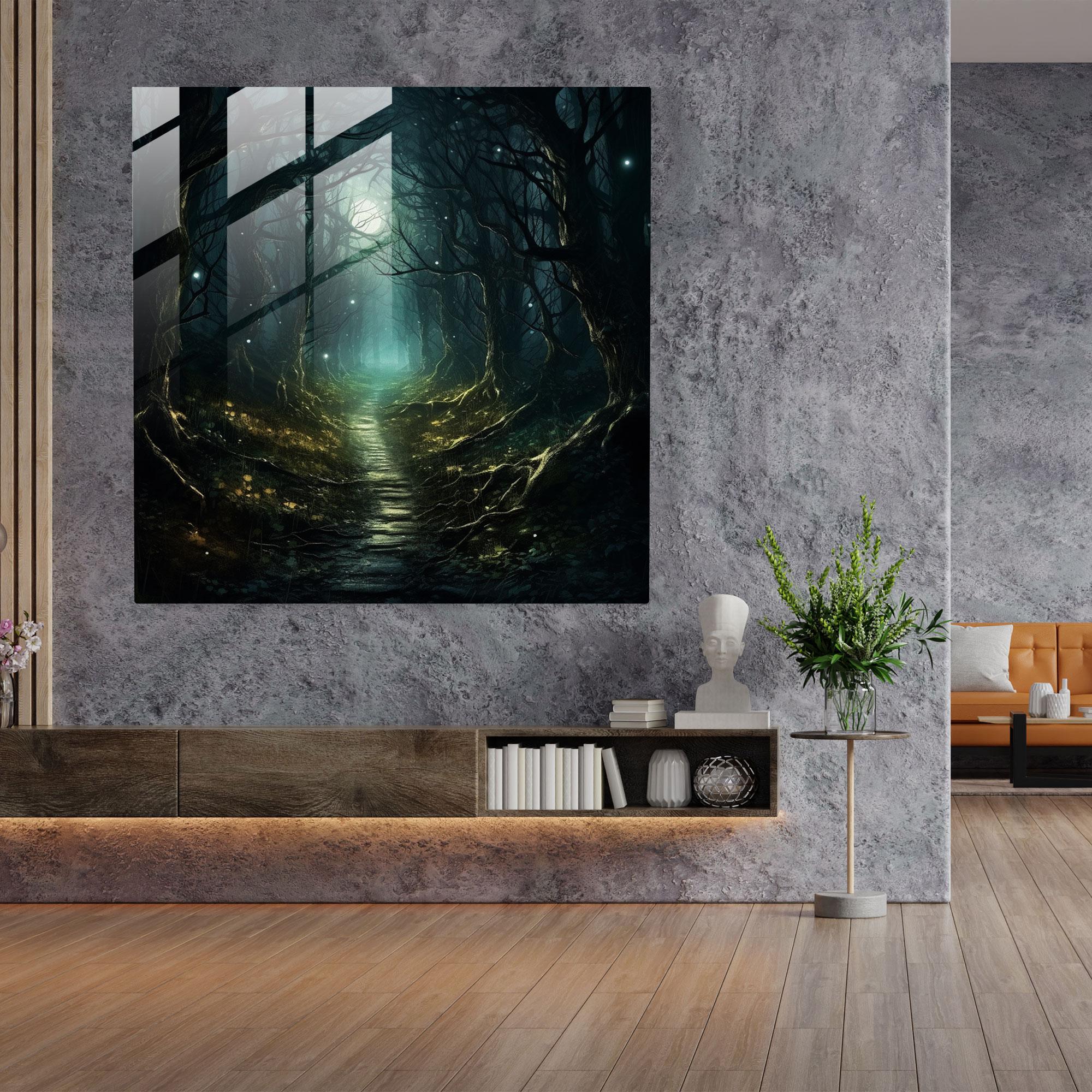 Midnight Enchantment Glass Print - Midnight, Home Decoration, Enchanting, Glass Art