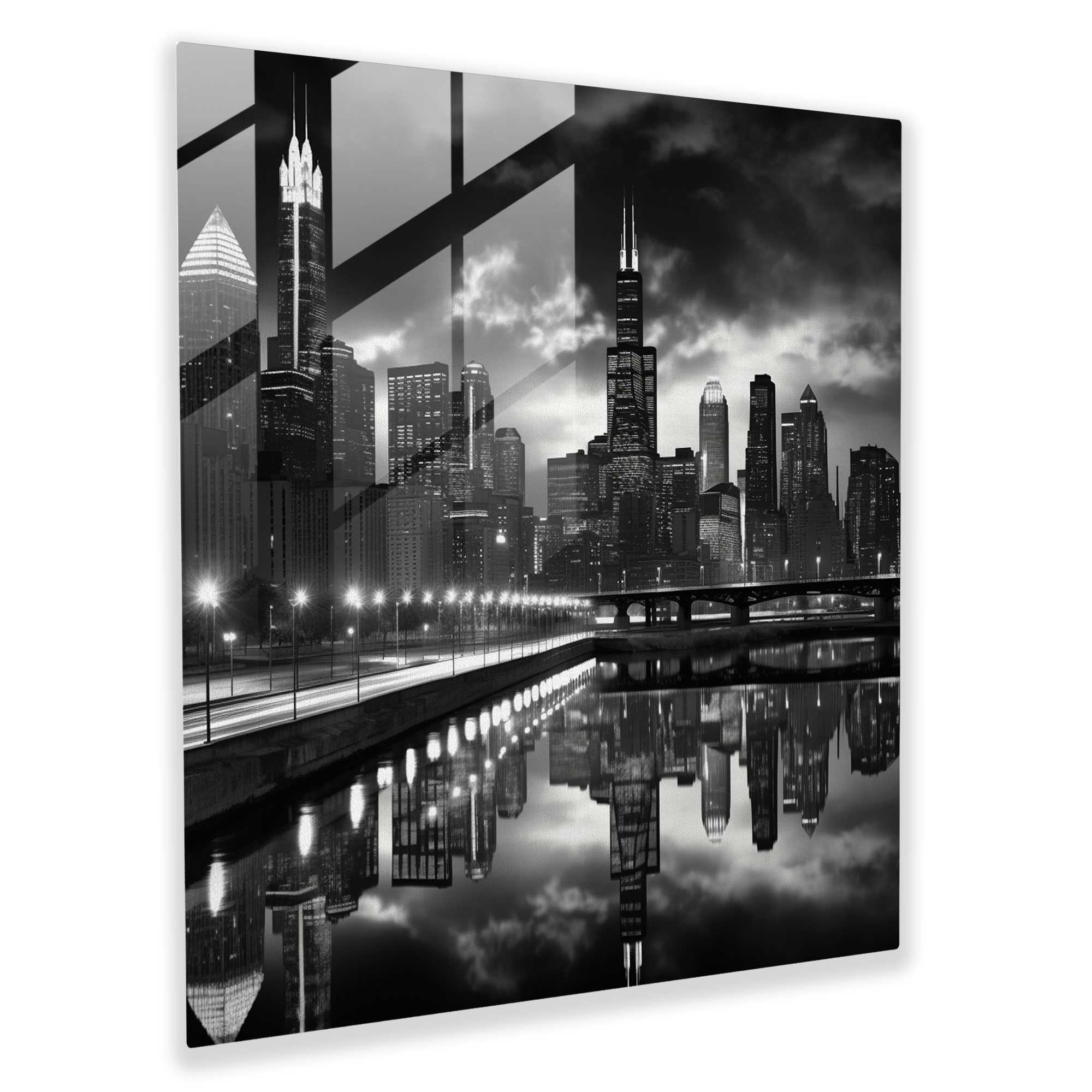 Midnight Cityscape Glass Print - Midnight, City Skyline, Wall Decoration, Energy