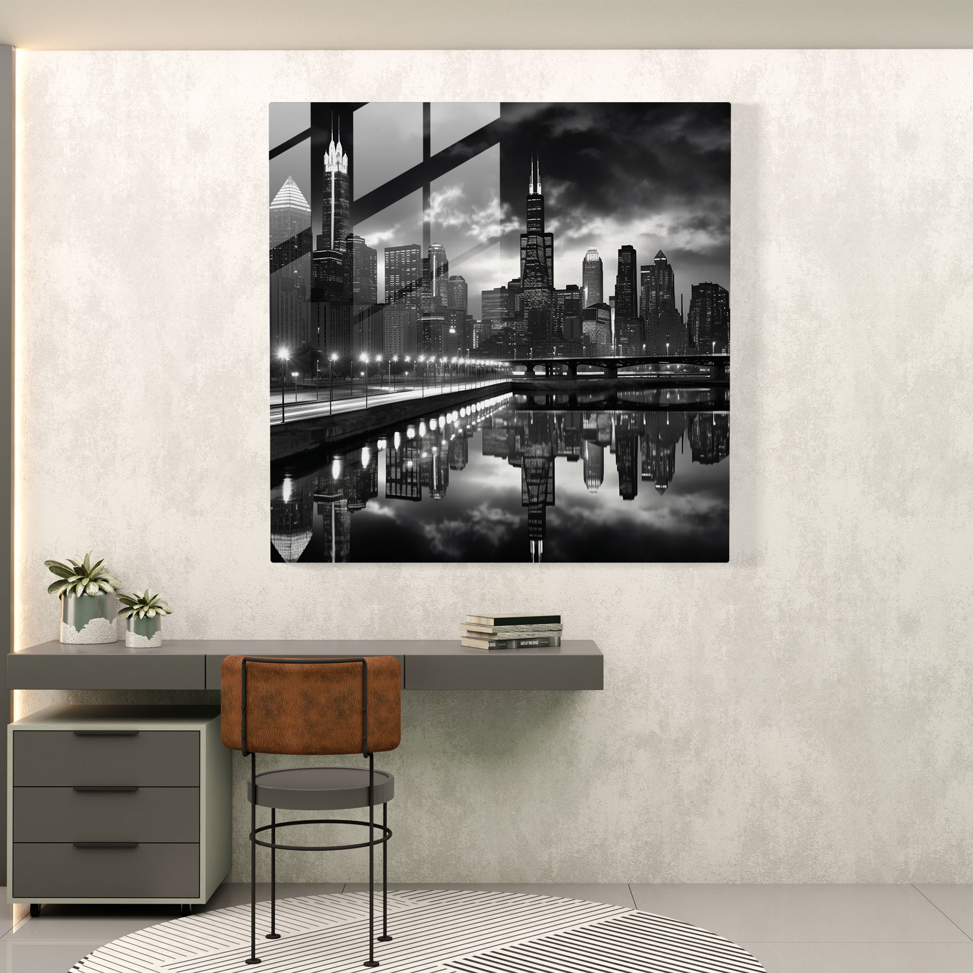 Midnight Cityscape Glass Print - Midnight, City Skyline, Wall Decoration, Energy