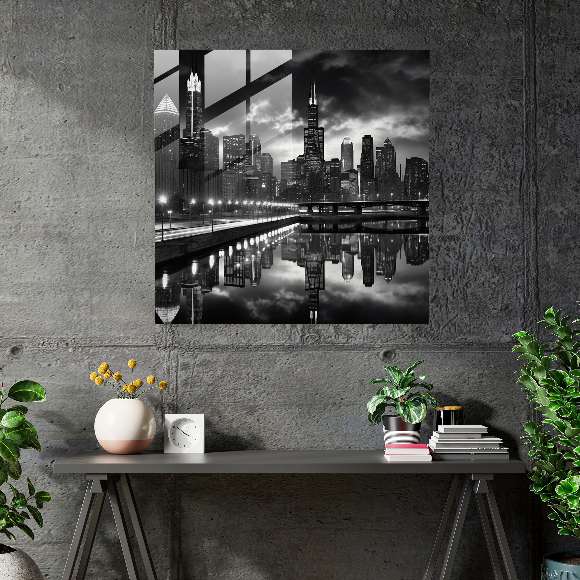 Midnight Cityscape Glass Print - Midnight, City Skyline, Wall Decoration, Energy