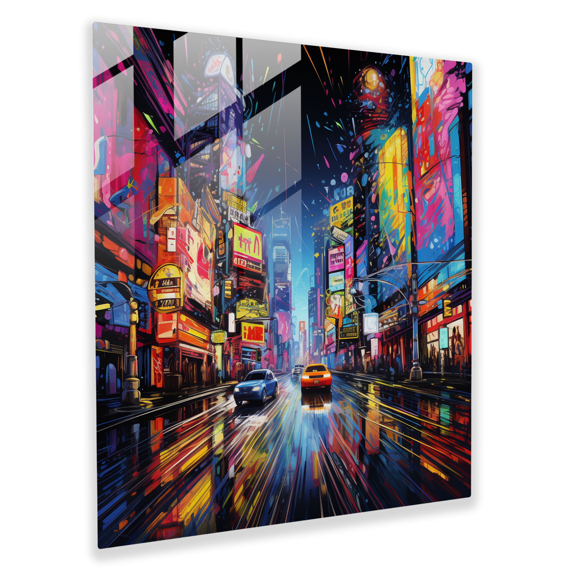 Geceyarısı Neon Işıklar Cam Tablo - Geceyarısı Heyecan Canlı Gece