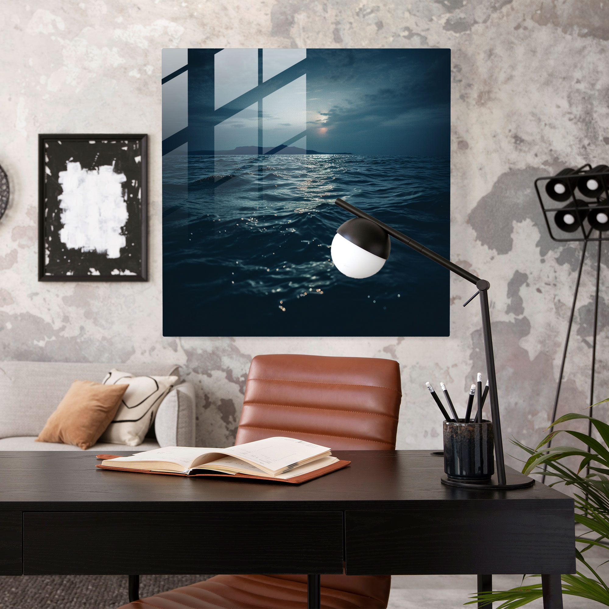 Midnight Tranquility Glass Print - Midnight, Glass Art, Wall Decoration, Midnight