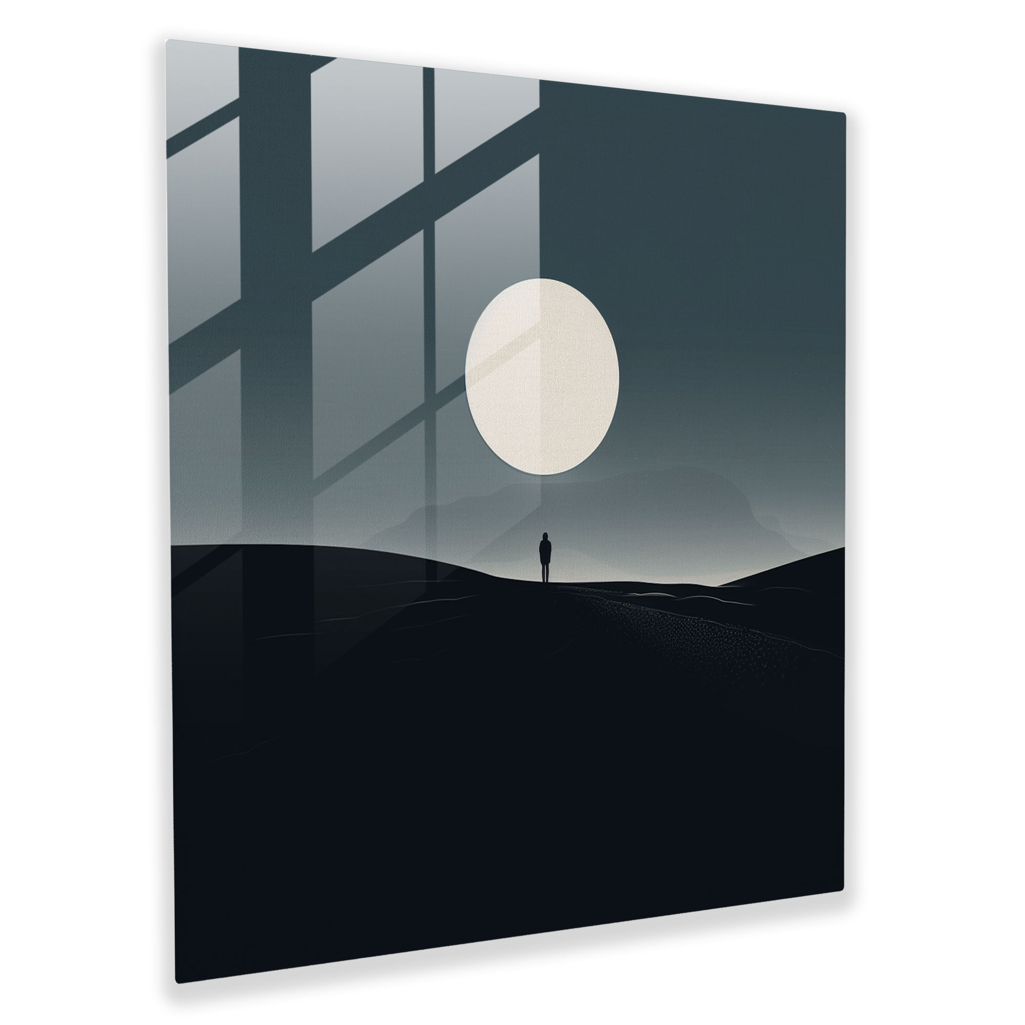 Gece Yarısı Minimalist Cam Duvar Sanatı - Modern Sanat Huzur Cam Duvar Sanatı