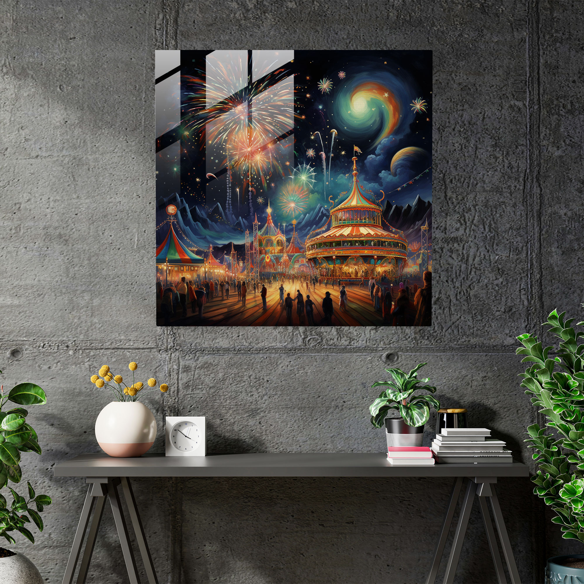 Midnight Whimsical Glass Print - Midnight, Modern Art, Wall Decoration, Glass Wall Art