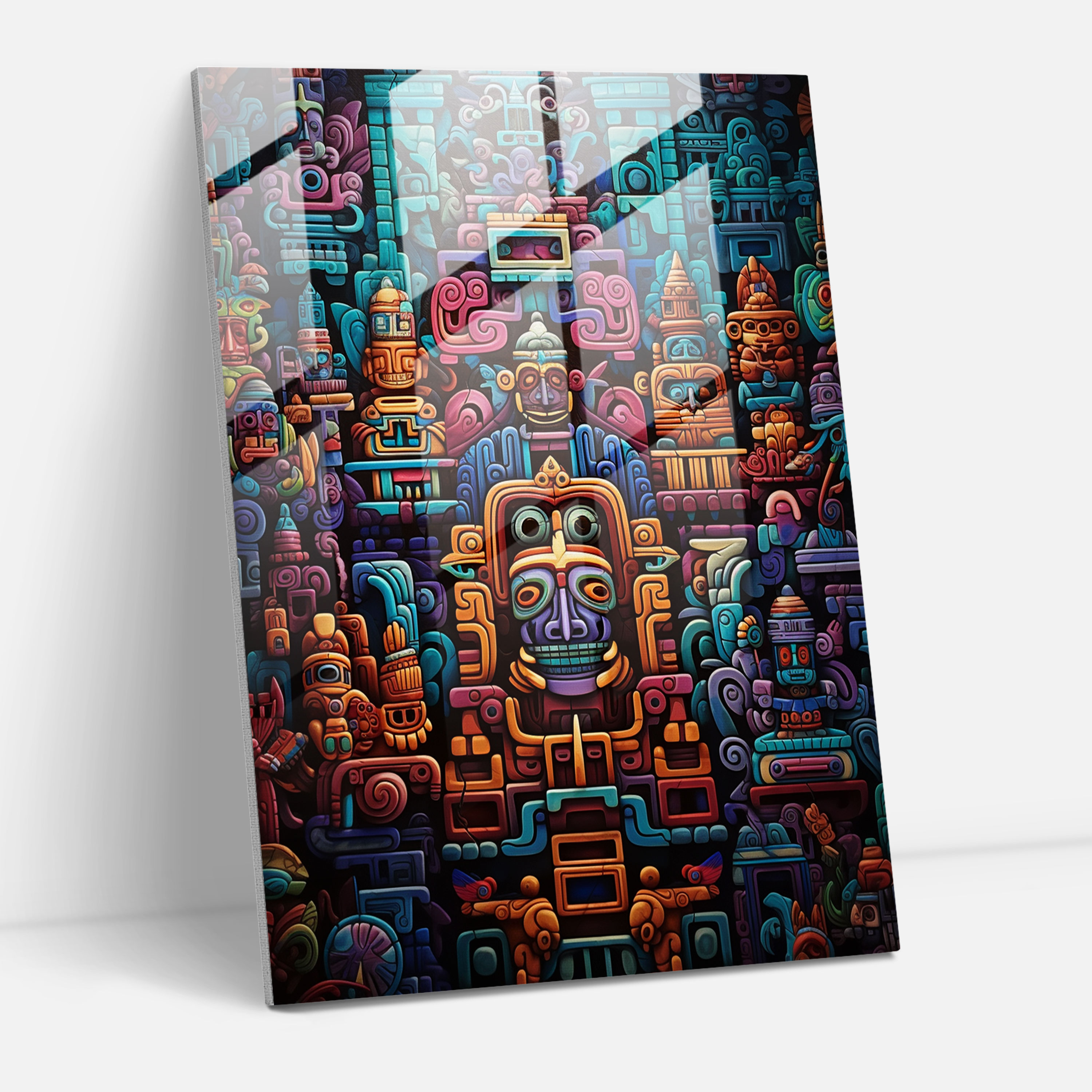 Mayan Glass Print - Mayan, Mayan, Glass Art, Wall Decoration