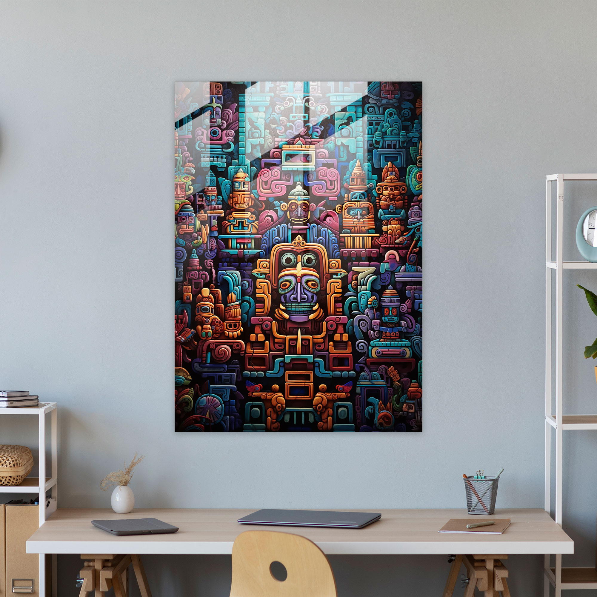 Mayan Glass Print - Mayan, Mayan, Glass Art, Wall Decoration