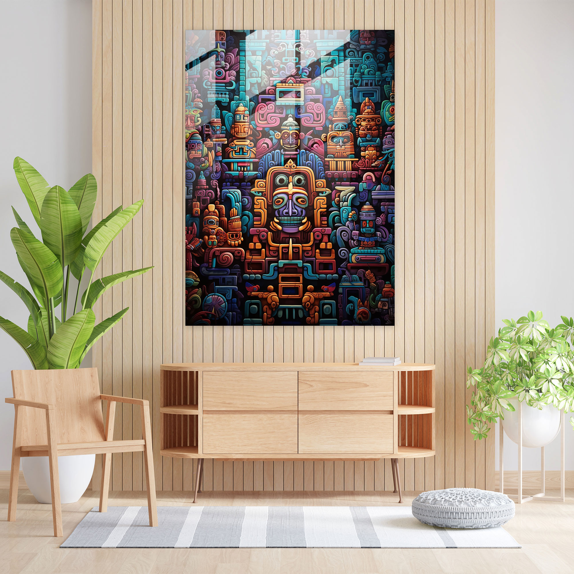 Mayan Glass Print - Mayan, Mayan, Glass Art, Wall Decoration