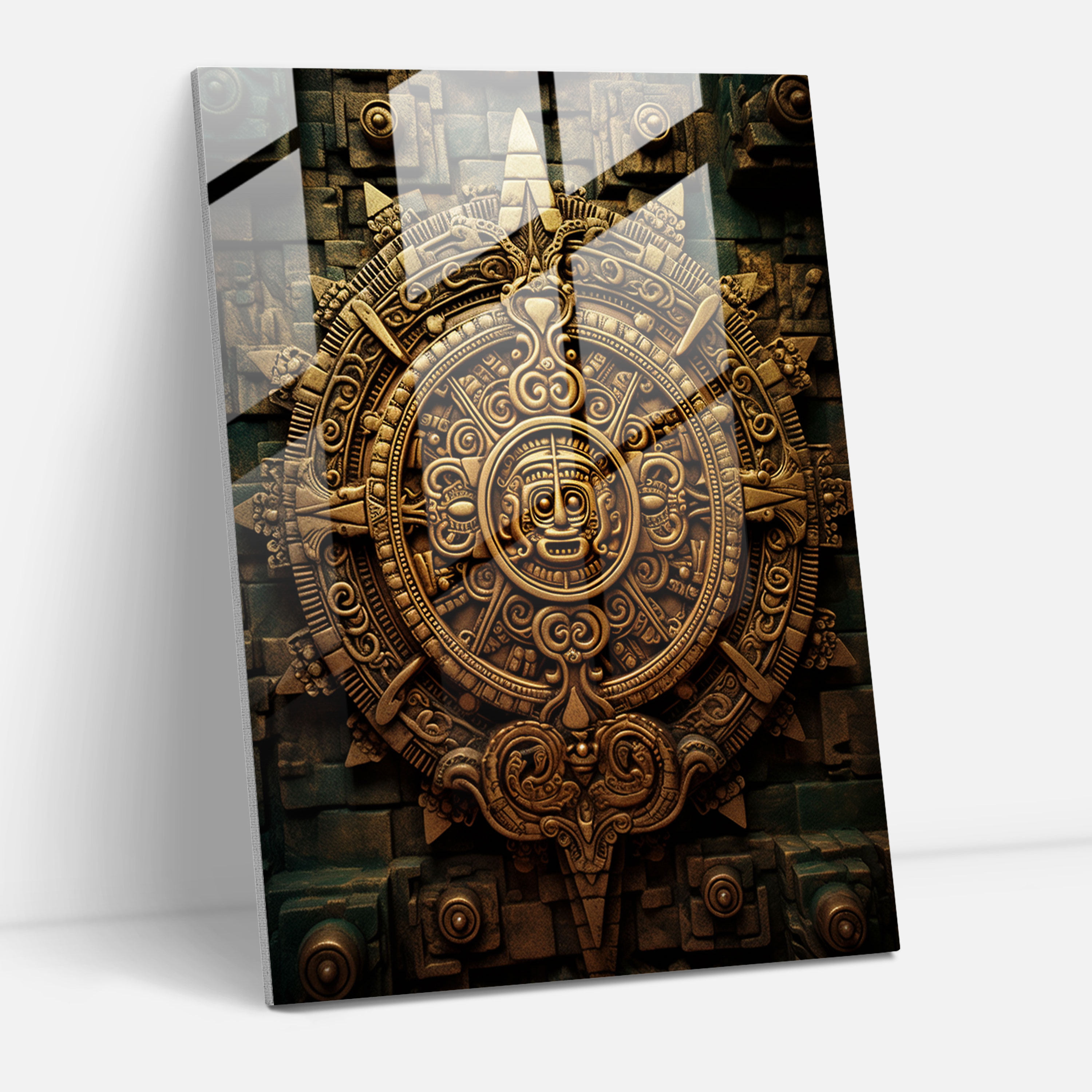 Mayan Calendar Glass Wall Art - Mayan, Home Decoration, Modern Art, Glass Wall Art